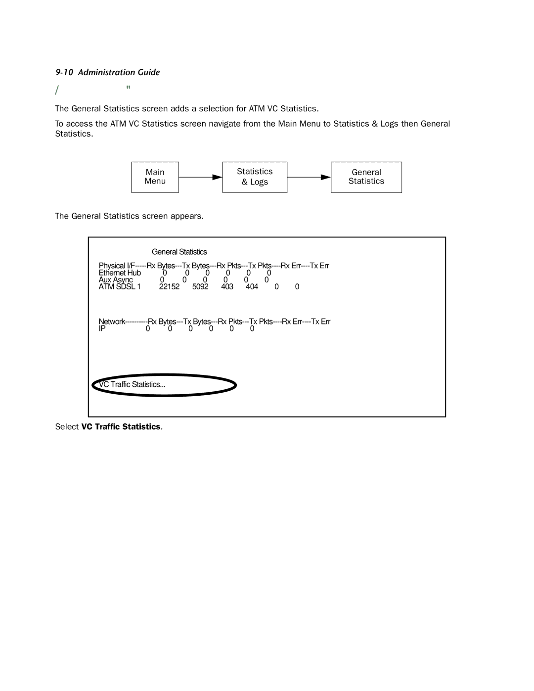 Netopia 4752 manual Monitoring multiple virtual circuits, Select VC Trafﬁc Statistics 