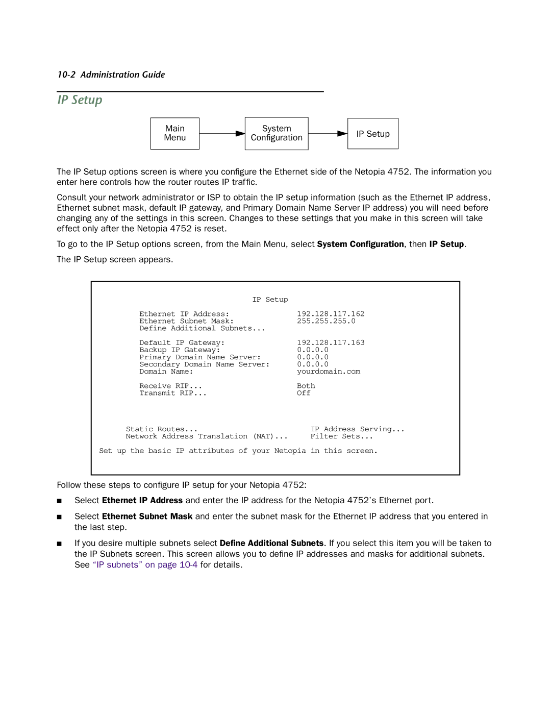 Netopia 4752 manual IP Address Serving 