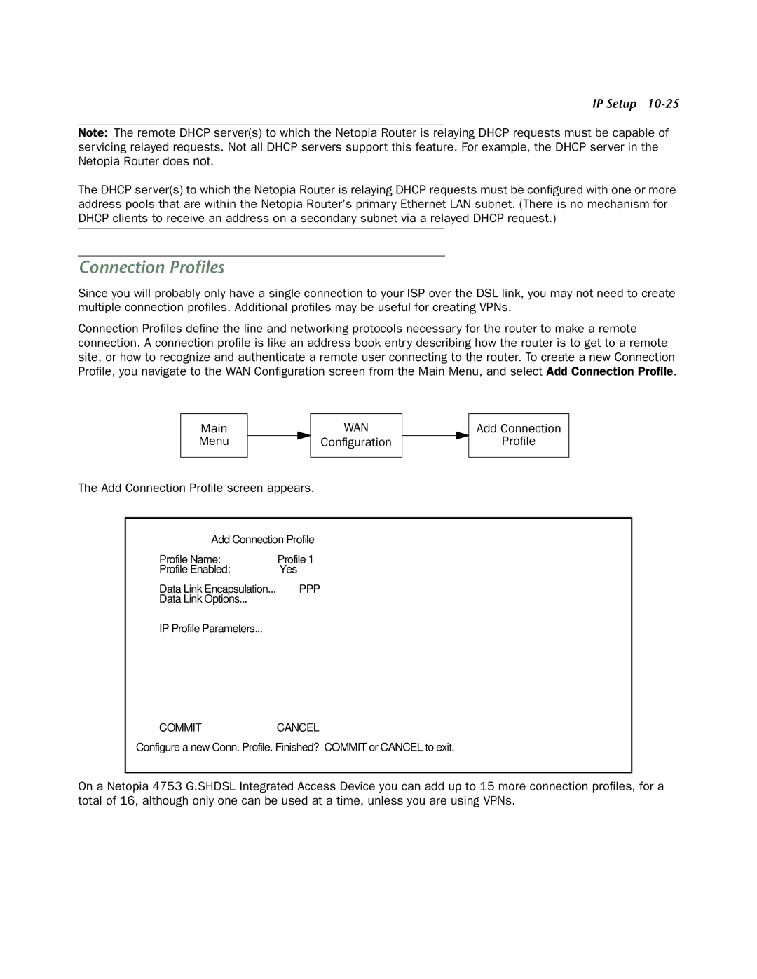 Netopia 4753 manual Connection Proﬁles 