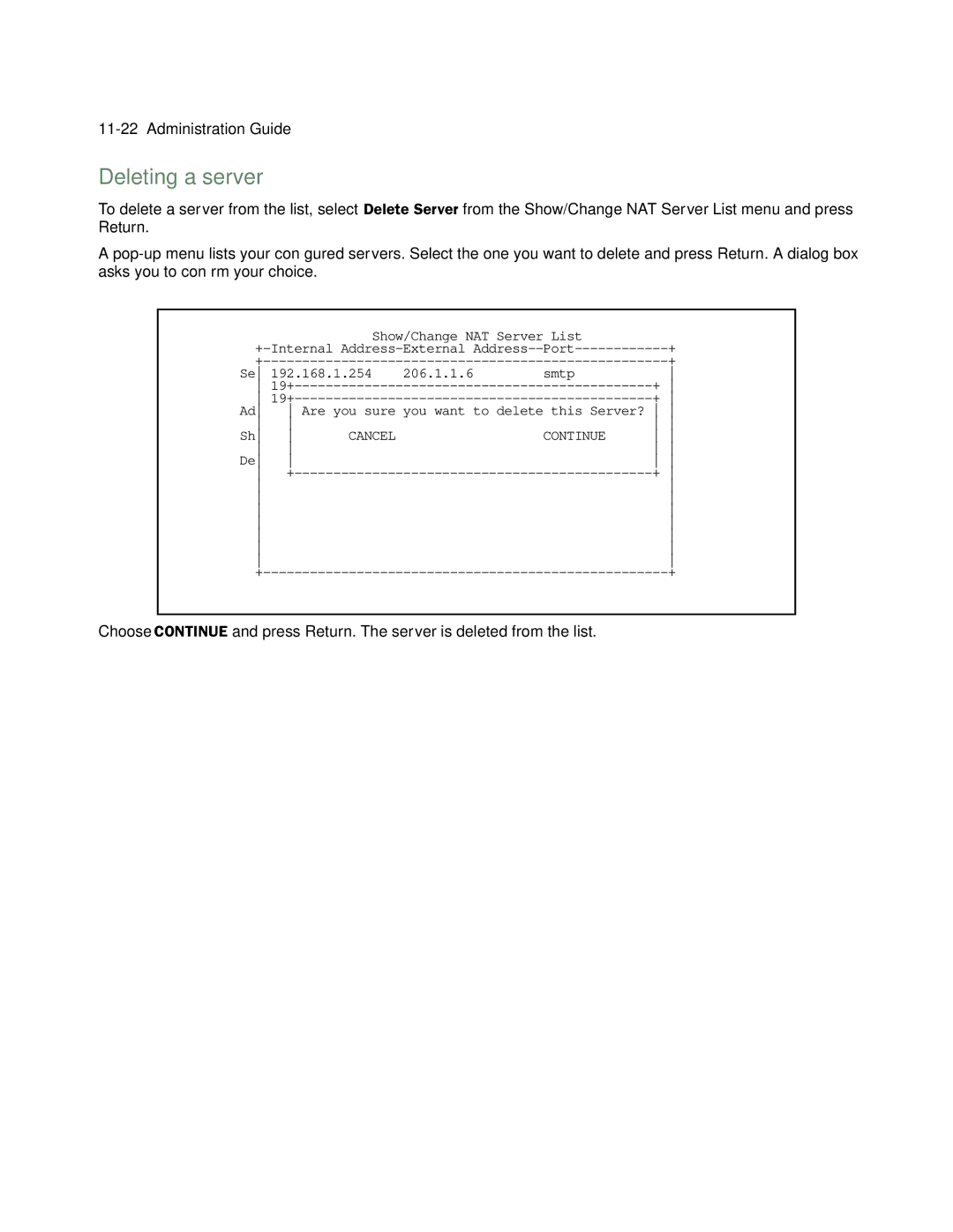 Netopia 4753 manual Deleting a server 