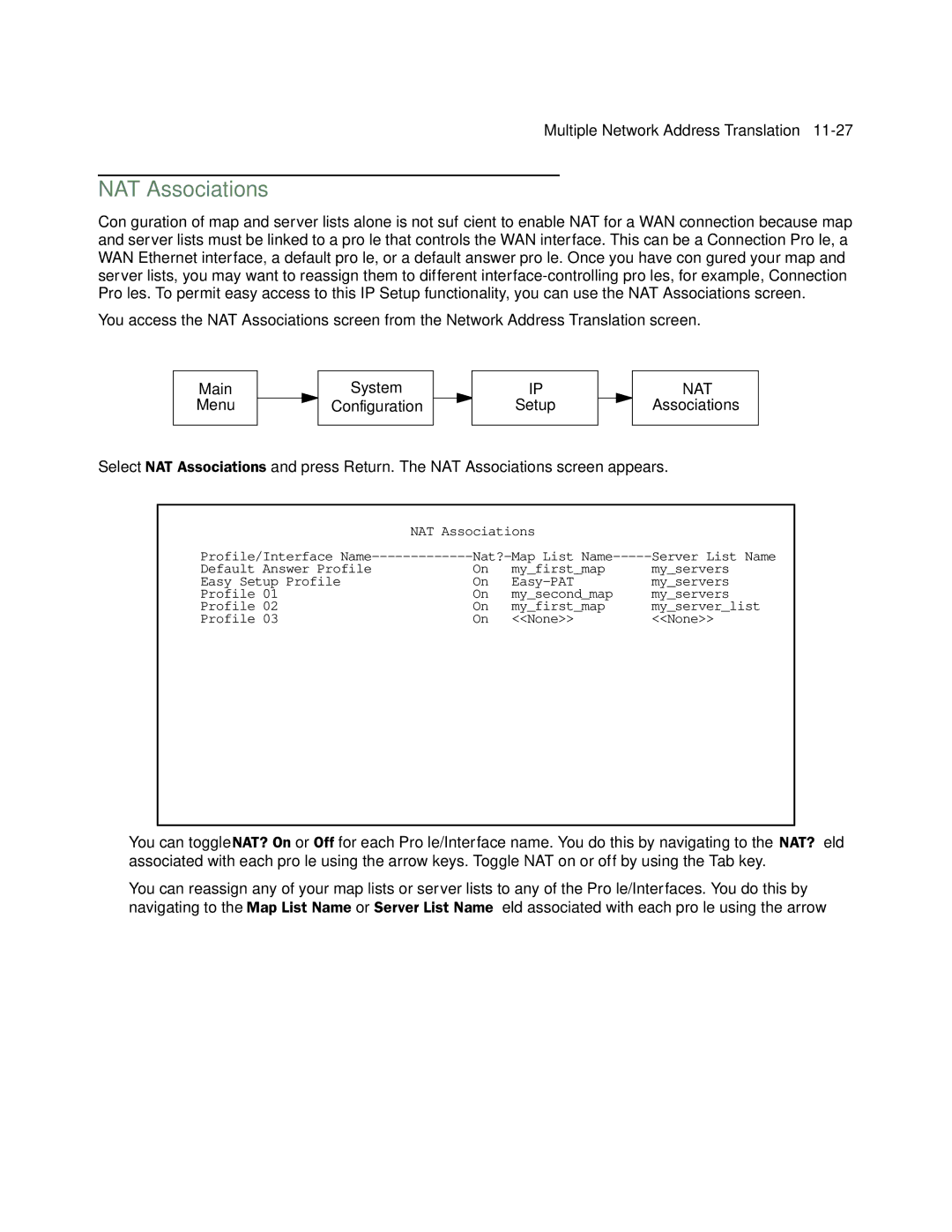 Netopia 4753 manual NAT Associations, Nat 