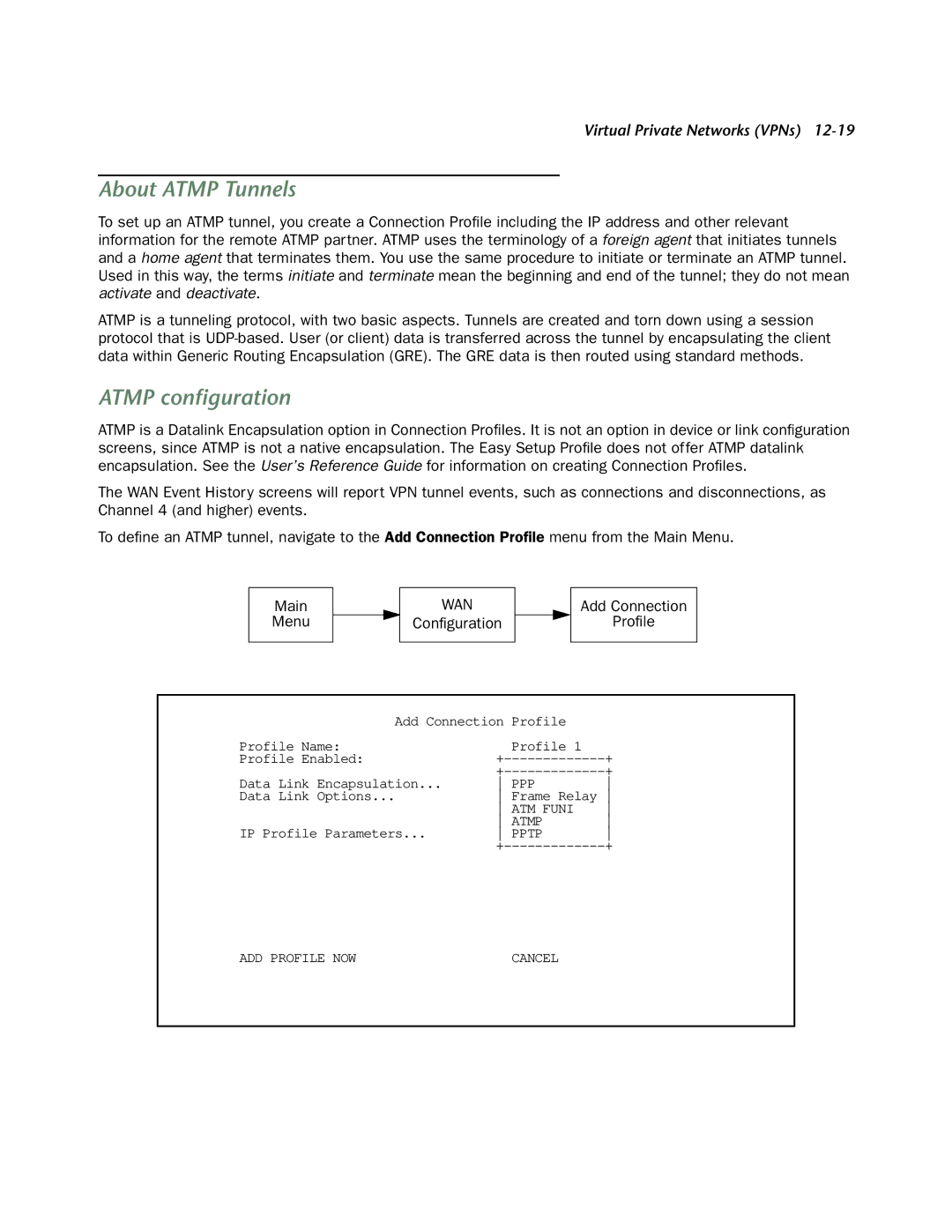 Netopia 4753 manual About Atmp Tunnels, Atmp conﬁguration 