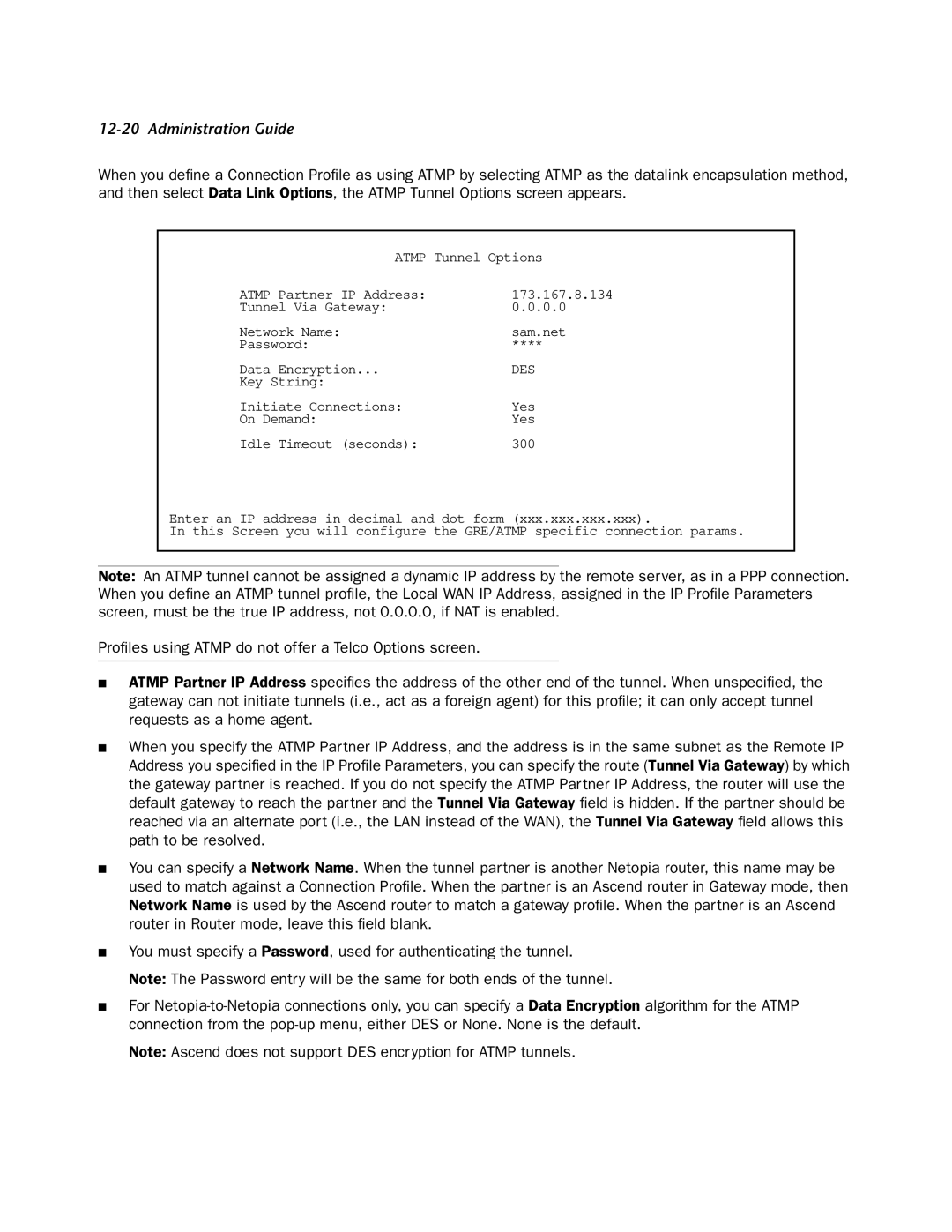 Netopia 4753 manual Atmp Tunnel Options Atmp Partner IP Address 