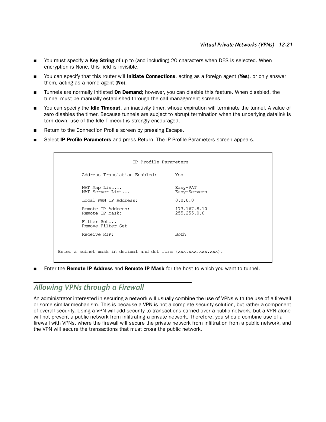 Netopia 4753 manual Allowing VPNs through a Firewall 