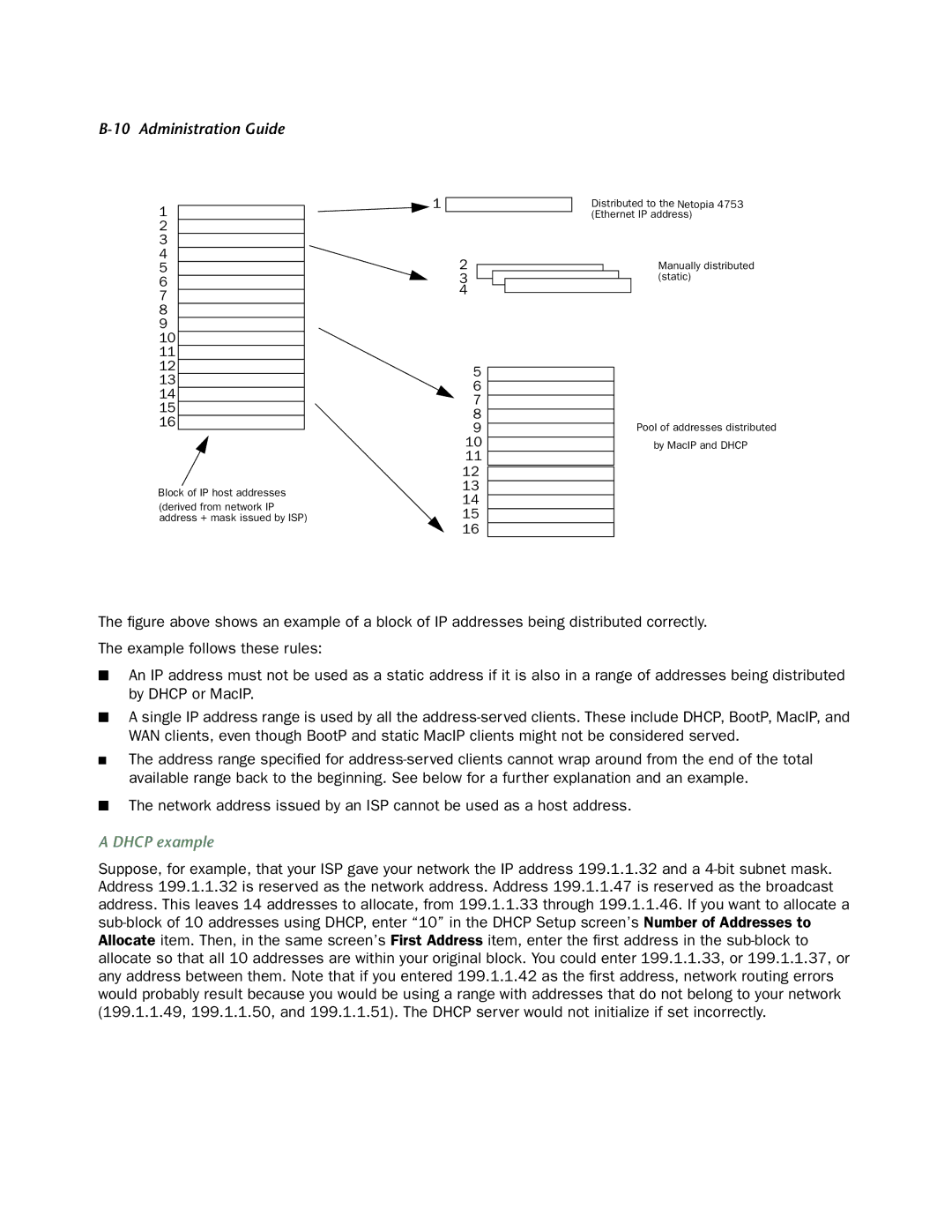 Netopia 4753 manual Dhcp example 