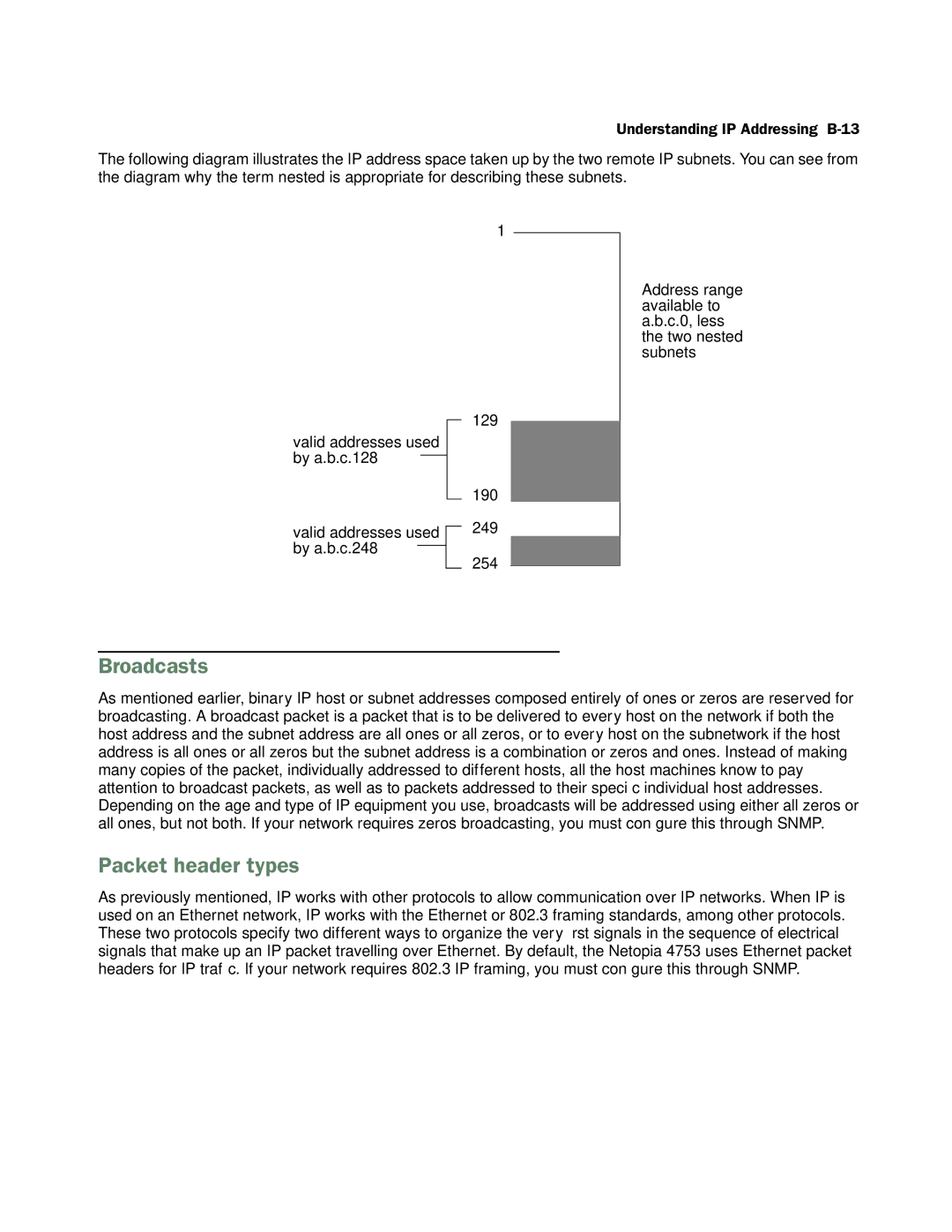 Netopia 4753 manual Broadcasts, Packet header types 