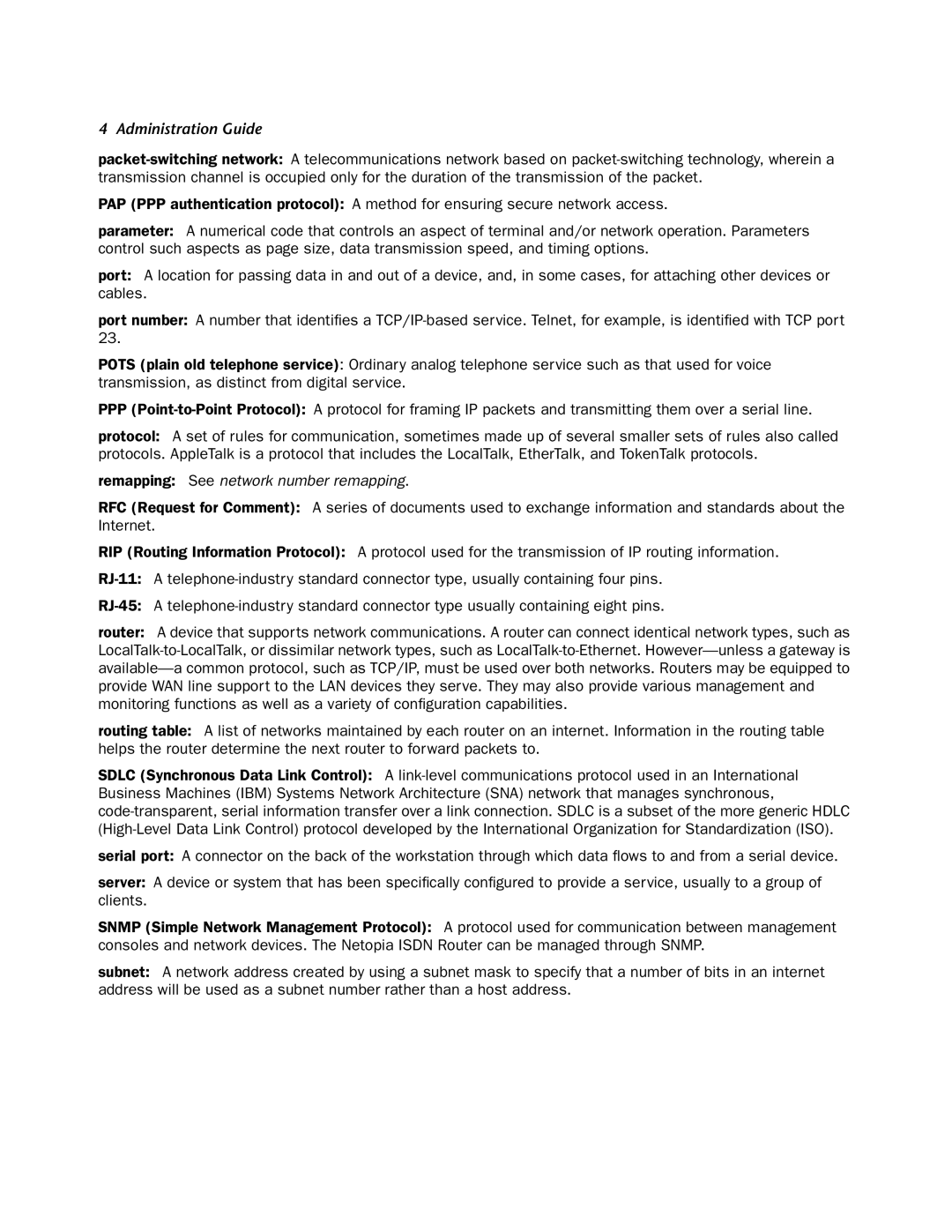 Netopia 4753 manual Remapping See network number remapping 