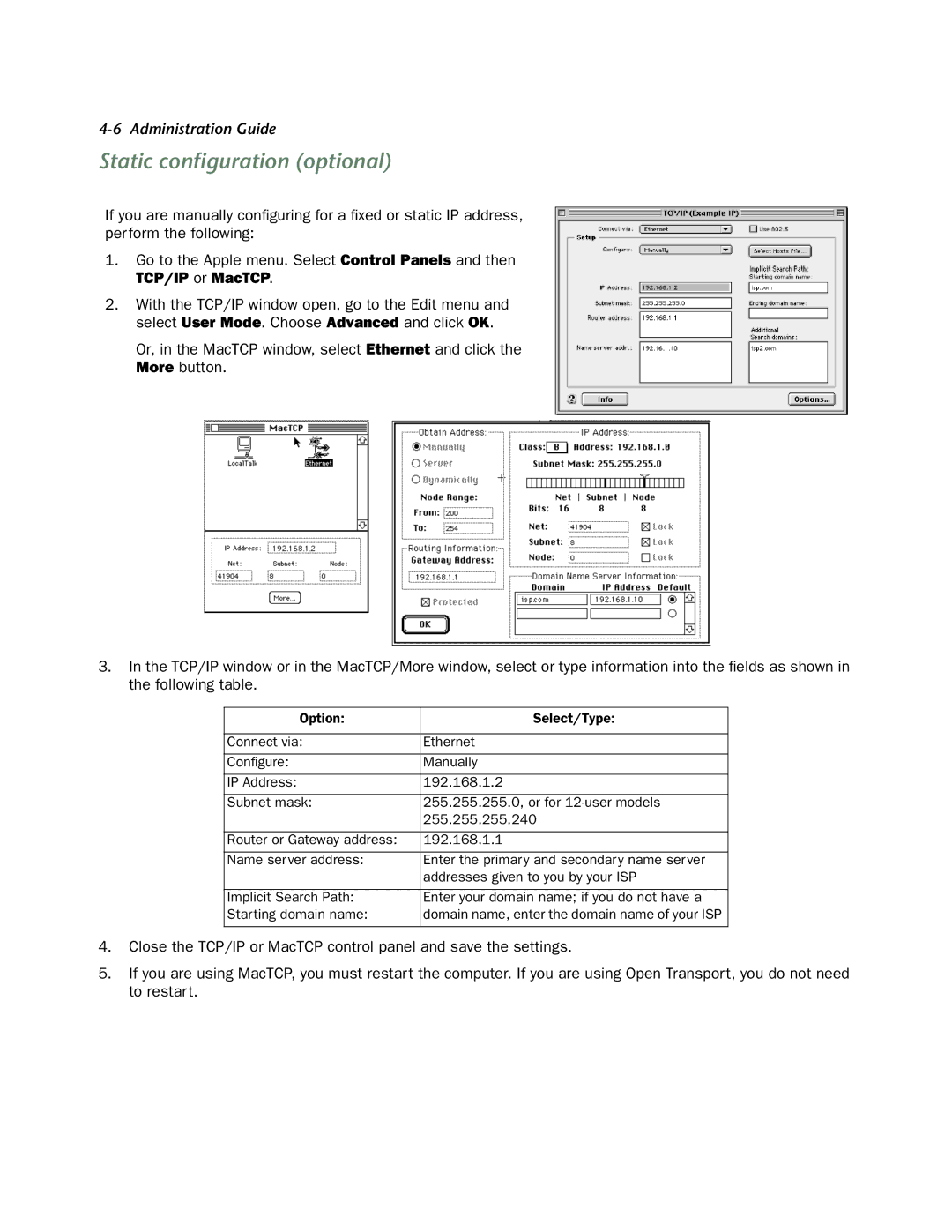 Netopia 4753 manual TCP/IP or MacTCP 