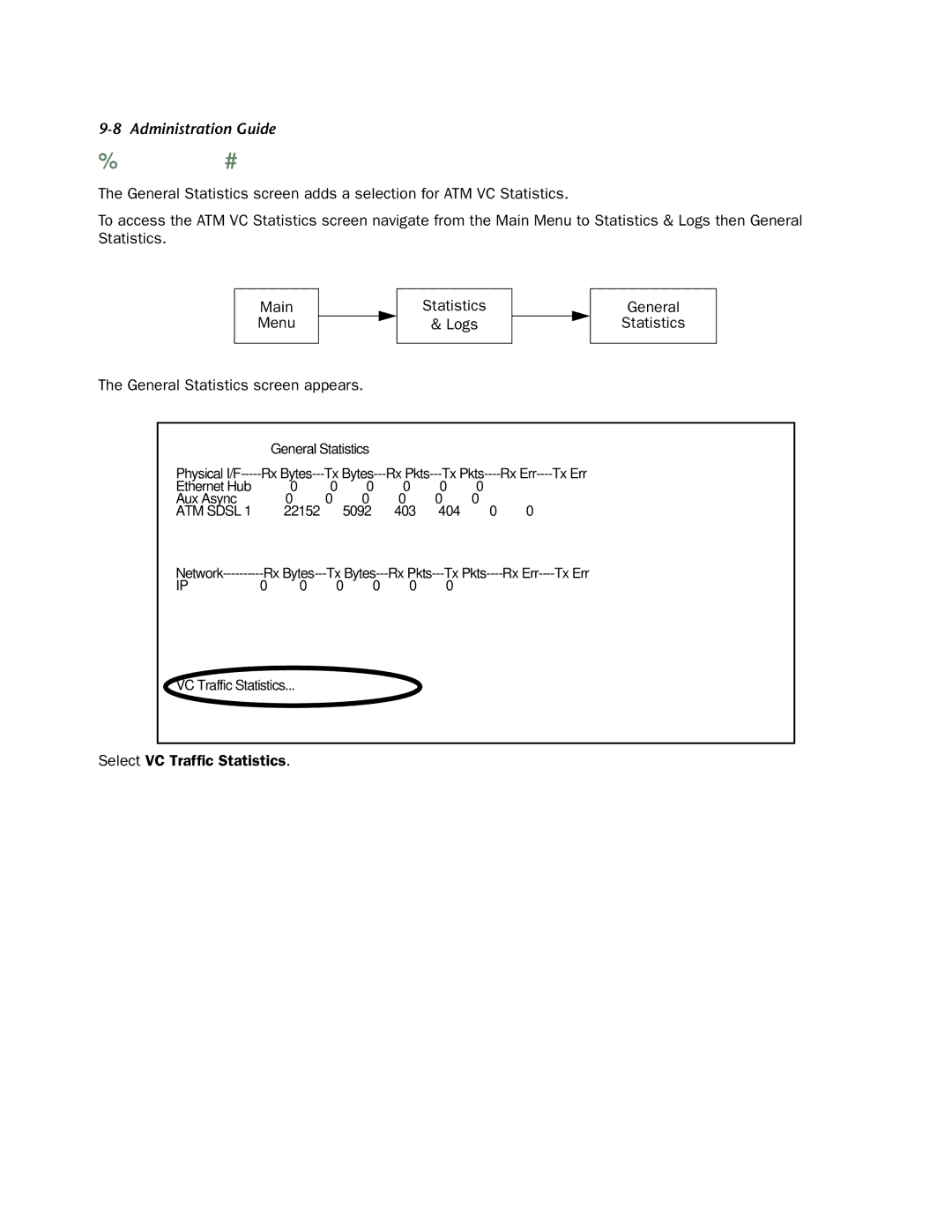 Netopia 4753 manual Monitoring multiple virtual circuits, Select VC Trafﬁc Statistics 