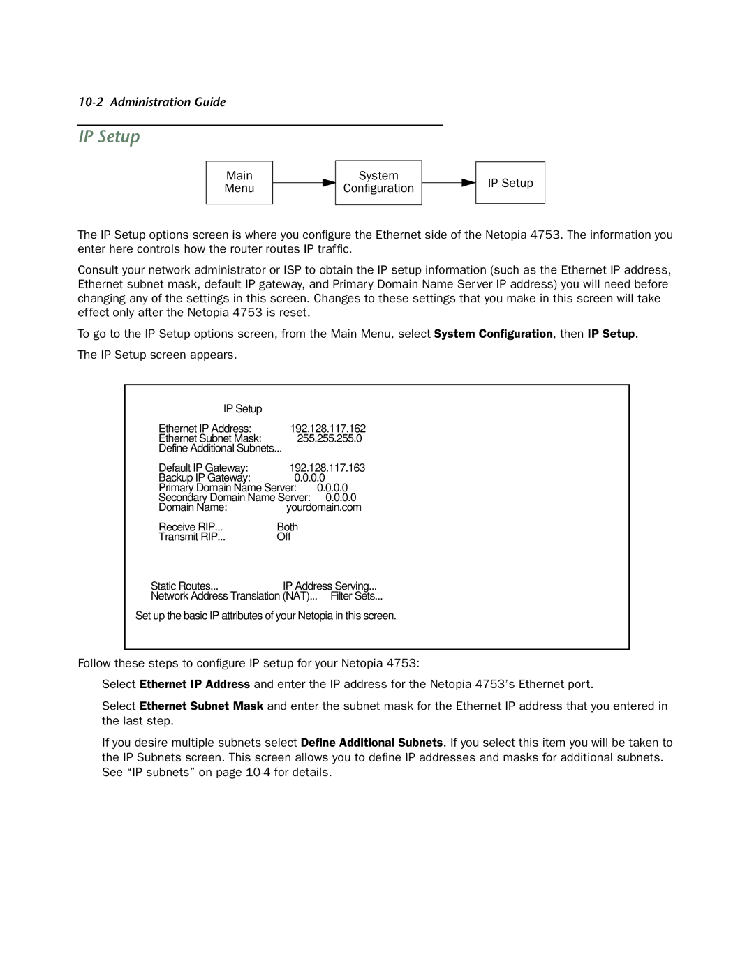 Netopia 4753 manual IP Setup 