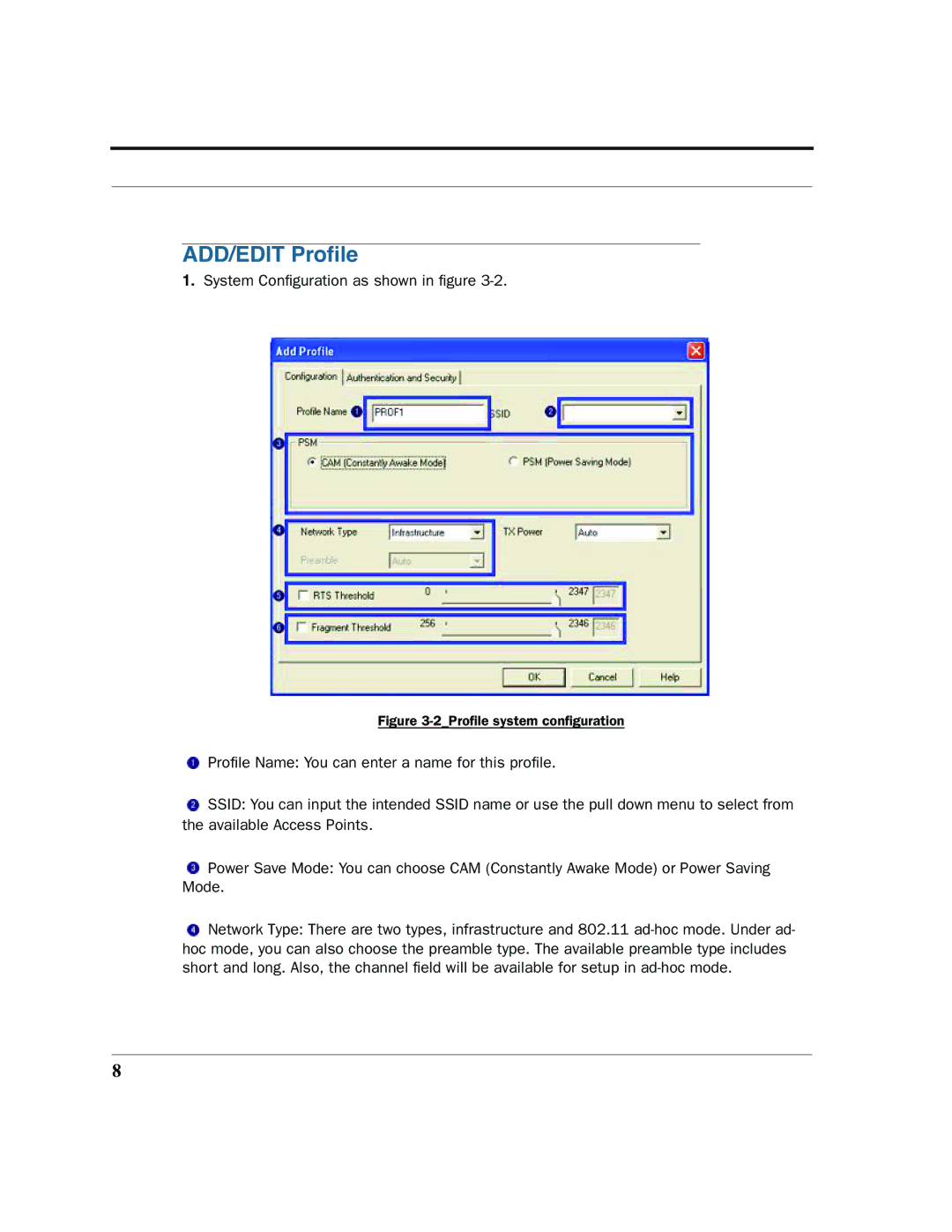 Netopia 6161210-00-01 manual ADD/EDIT Proﬁle, 2Proﬁle system conﬁguration 