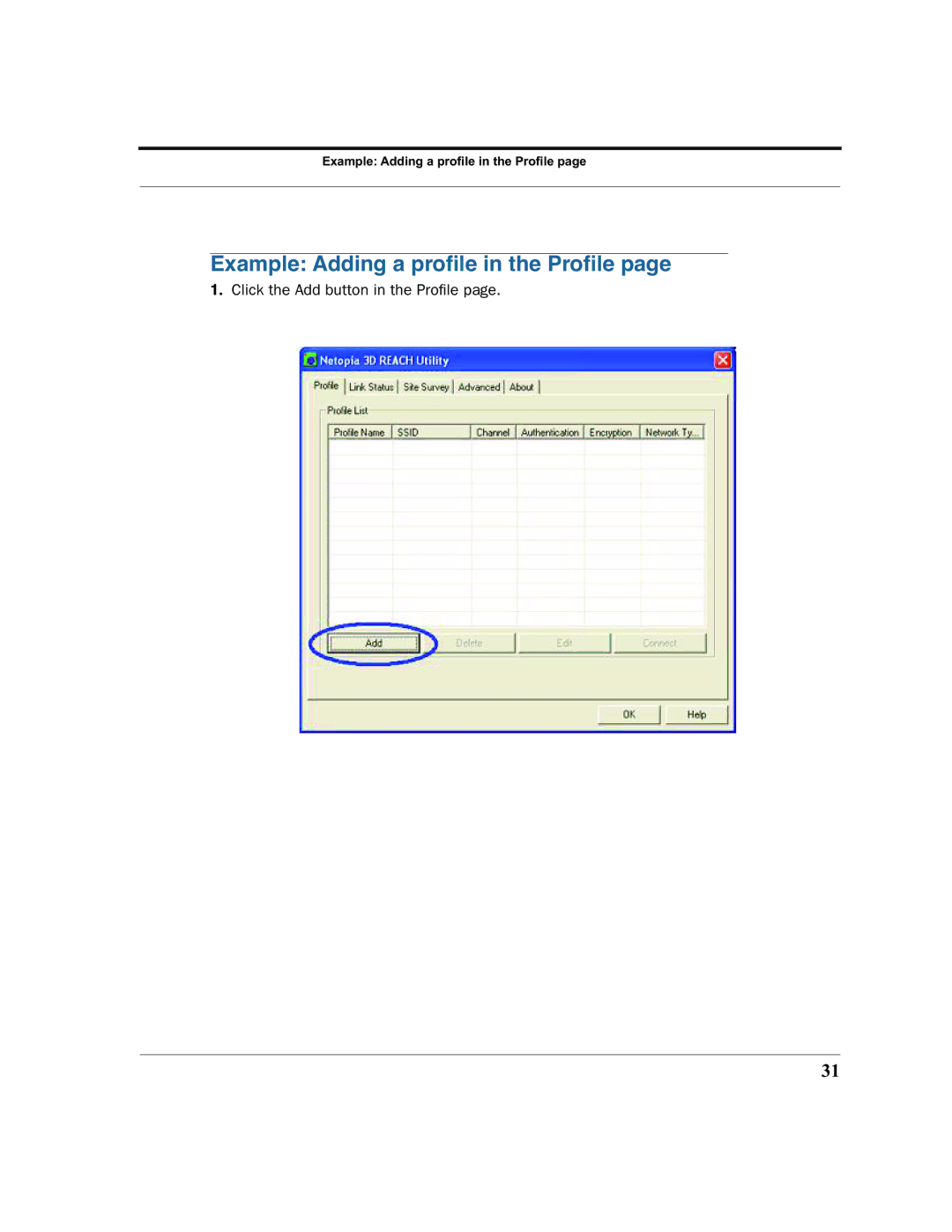 Netopia 6161210-00-01 manual Example Adding a proﬁle in the Proﬁle 