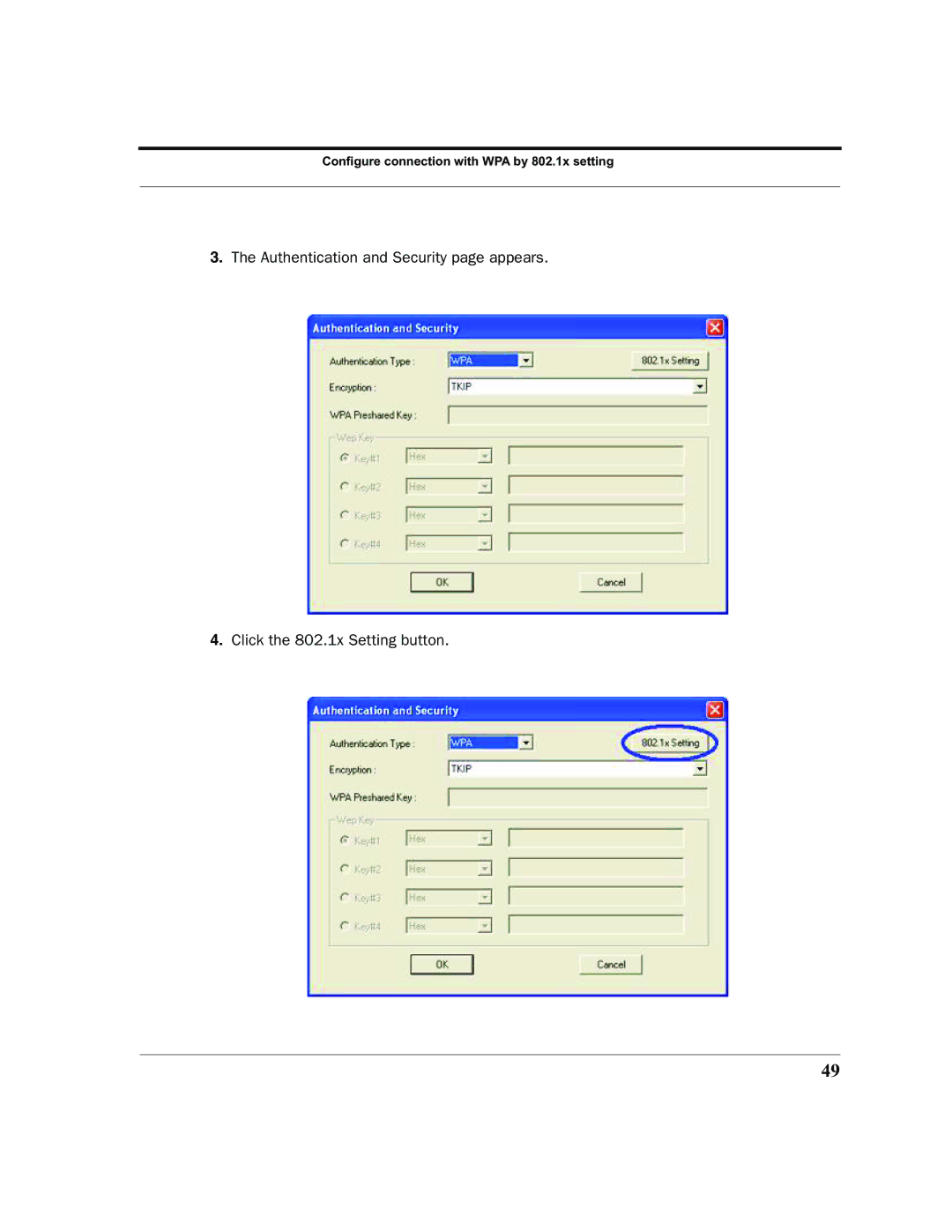 Netopia 6161210-00-01 manual Configure connection with WPA by 802.1x setting 