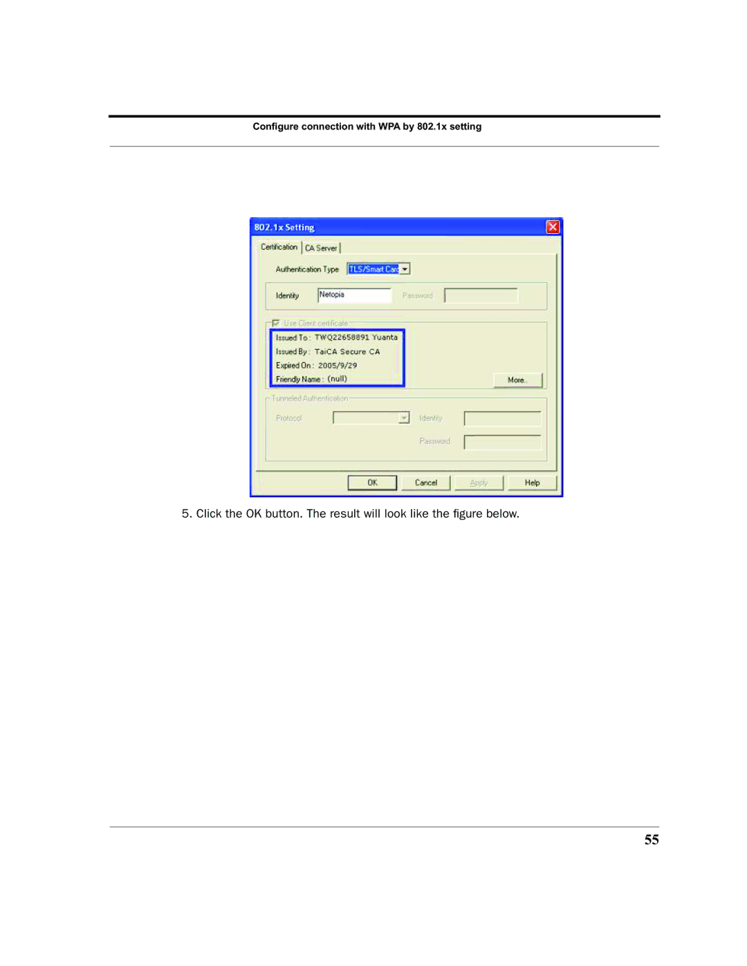 Netopia 6161210-00-01 manual Configure connection with WPA by 802.1x setting 