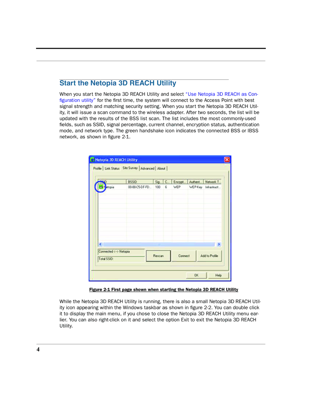 Netopia 6161210-00-01 Start the Netopia 3D Reach Utility, First page shown when starting the Netopia 3D Reach Utility 