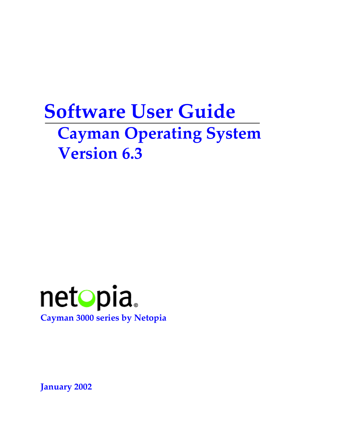 Netopia 6.3 manual Software User Guide 