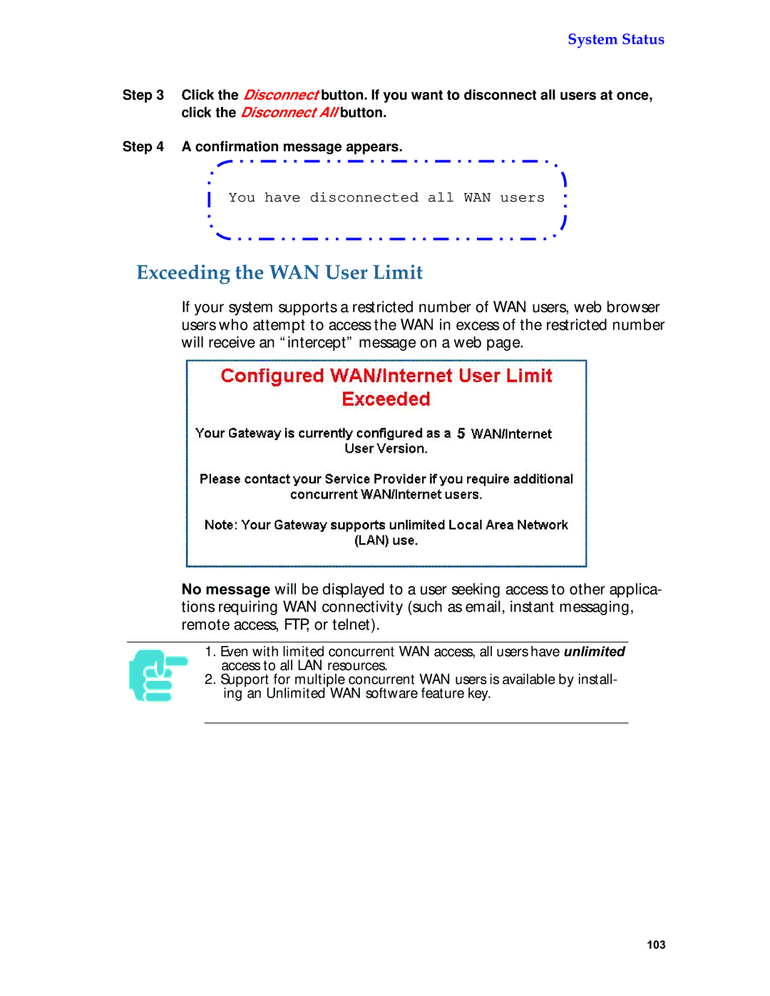 Netopia 6.3 manual Exceeding the WAN User Limit 