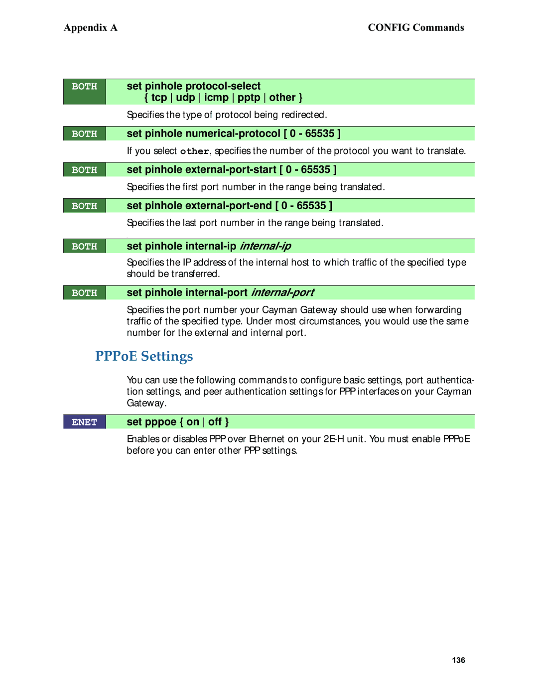 Netopia 6.3 manual PPPoE Settings, Internal-ip, Internal-port 