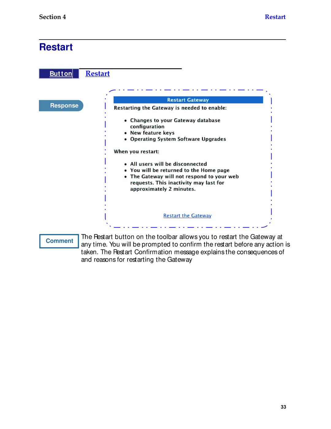 Netopia 6.3 manual Button Restart 