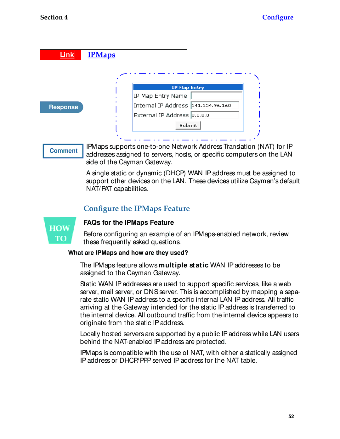 Netopia 6.3 manual Link IPMaps, Conﬁgure the IPMaps Feature, FAQs for the IPMaps Feature 