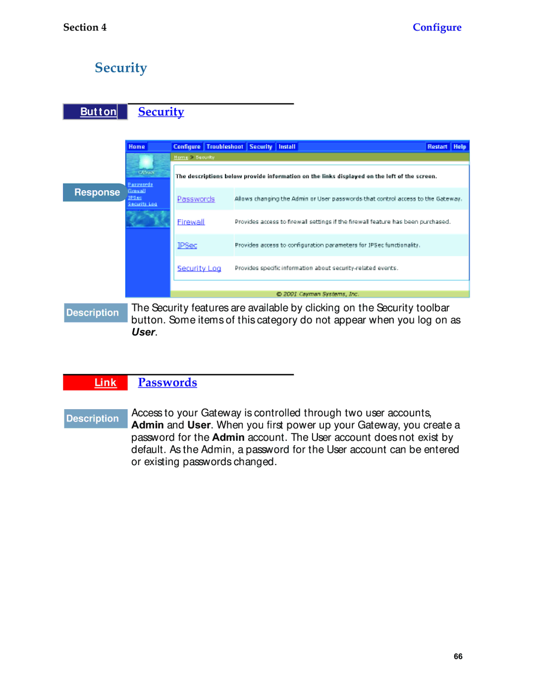 Netopia 6.3 manual Button Security, Passwords 