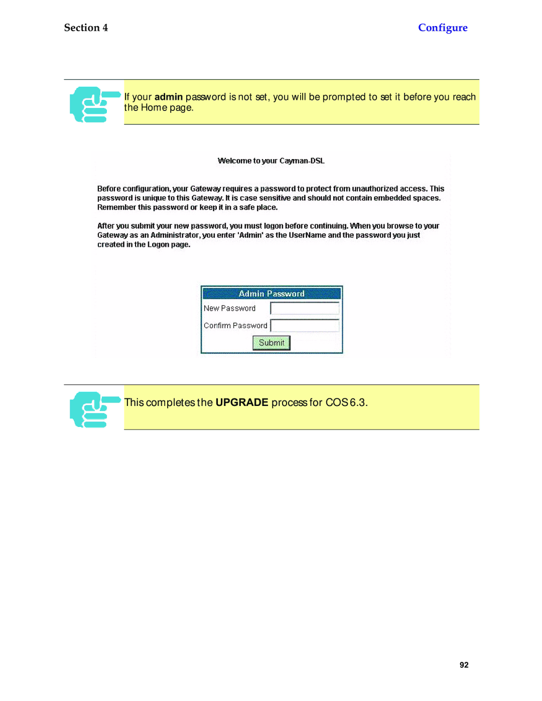 Netopia 6.3 manual This completes the Upgrade process for COS 