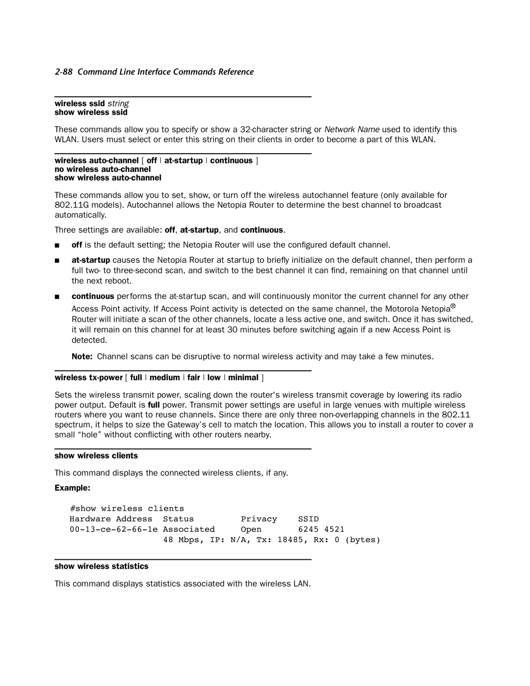 Netopia CLI 874 manual Ssid 