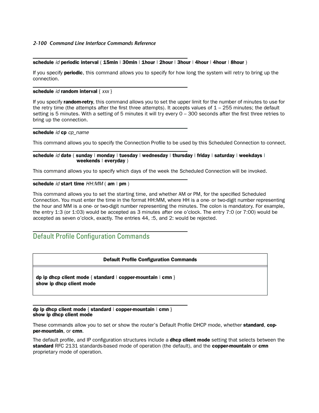 Netopia CLI 874 manual Default Proﬁle Conﬁguration Commands 