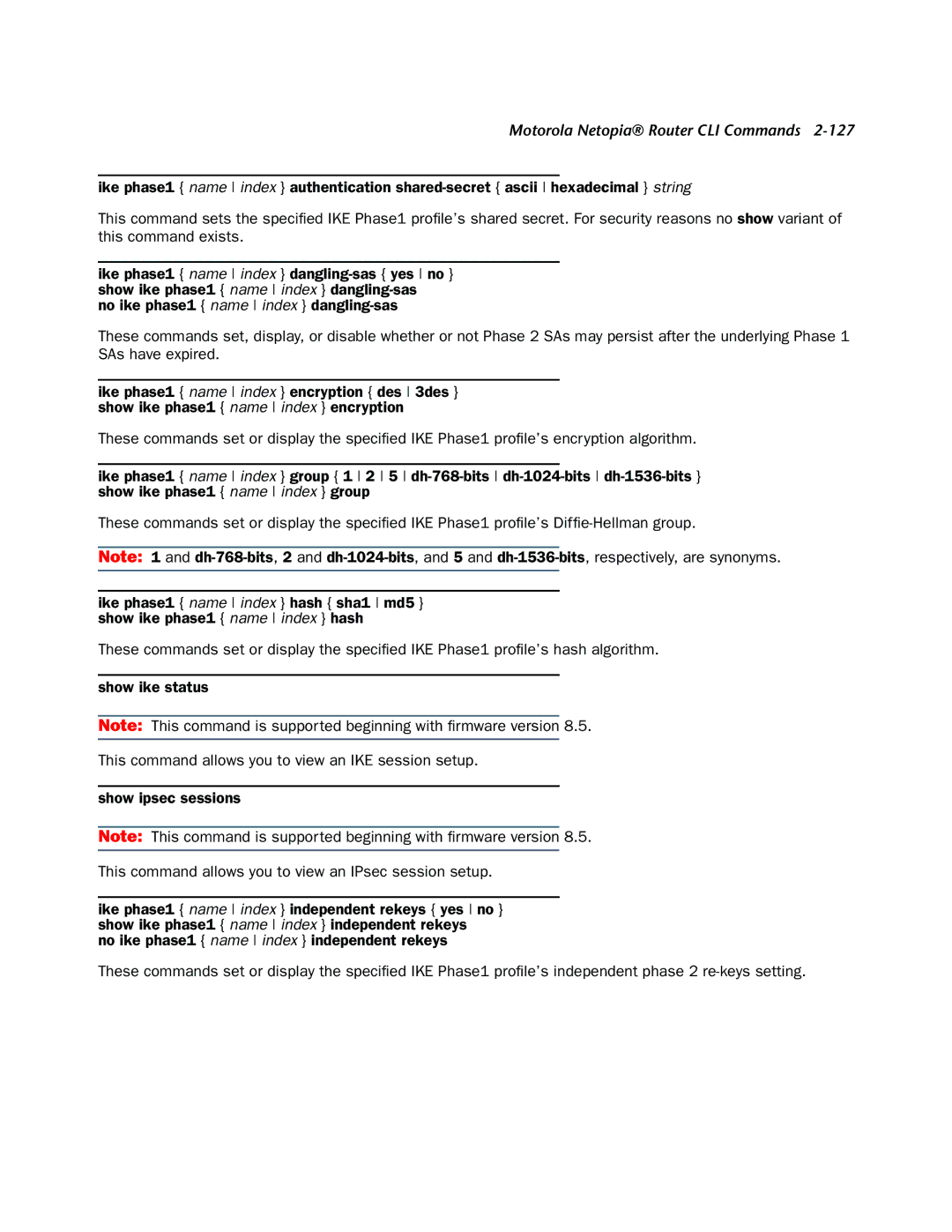 Netopia CLI 874 manual Motorola Netopia Router CLI Commands 