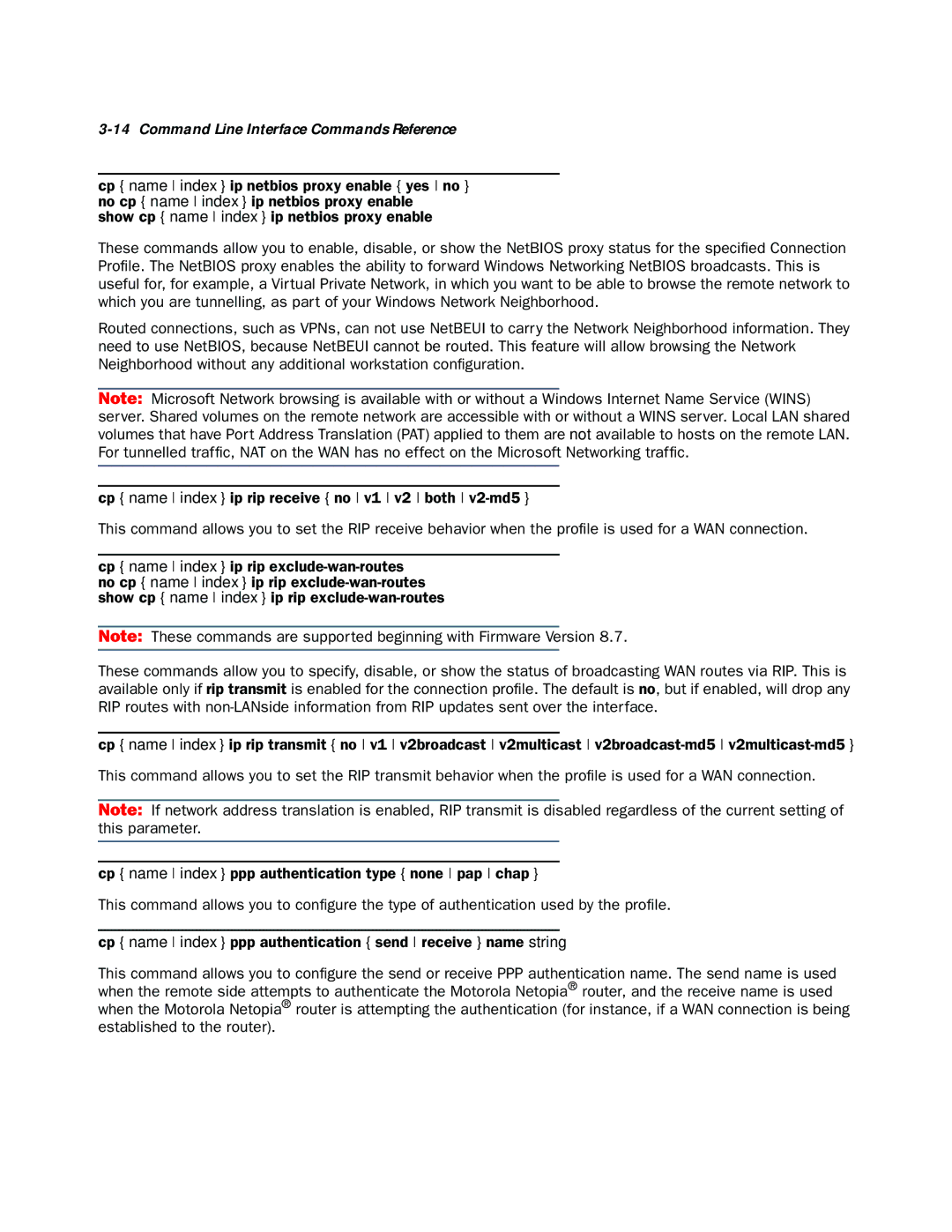 Netopia CLI 874 manual Command Line Interface Commands Reference 