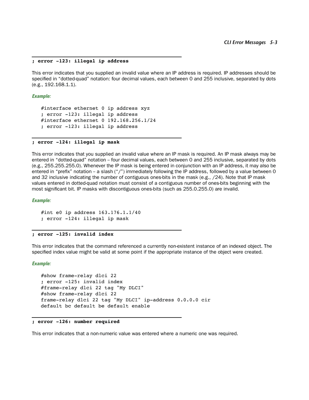 Netopia CLI 874 manual Error -123 illegal ip address 