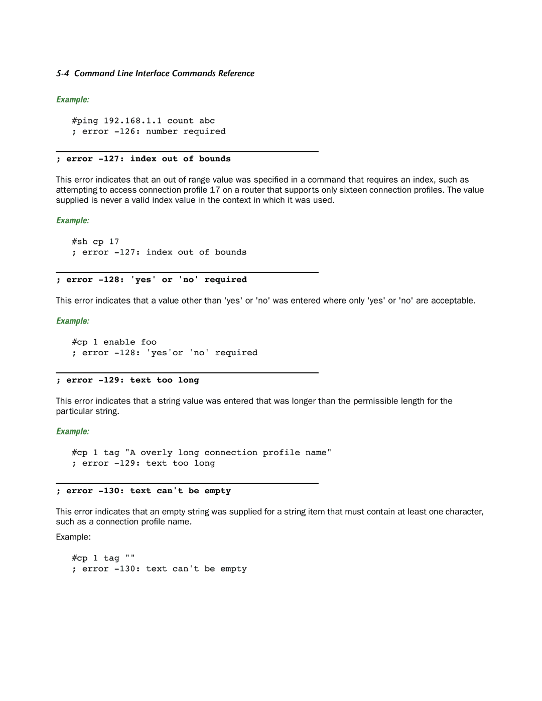 Netopia CLI 874 manual Error -127 index out of bounds 