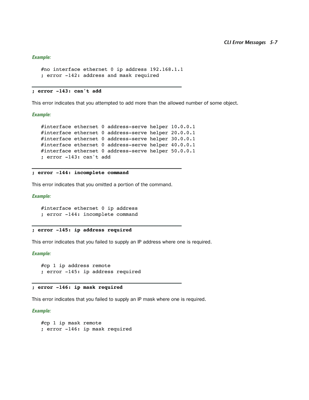 Netopia CLI 874 manual Error -143 cant add 