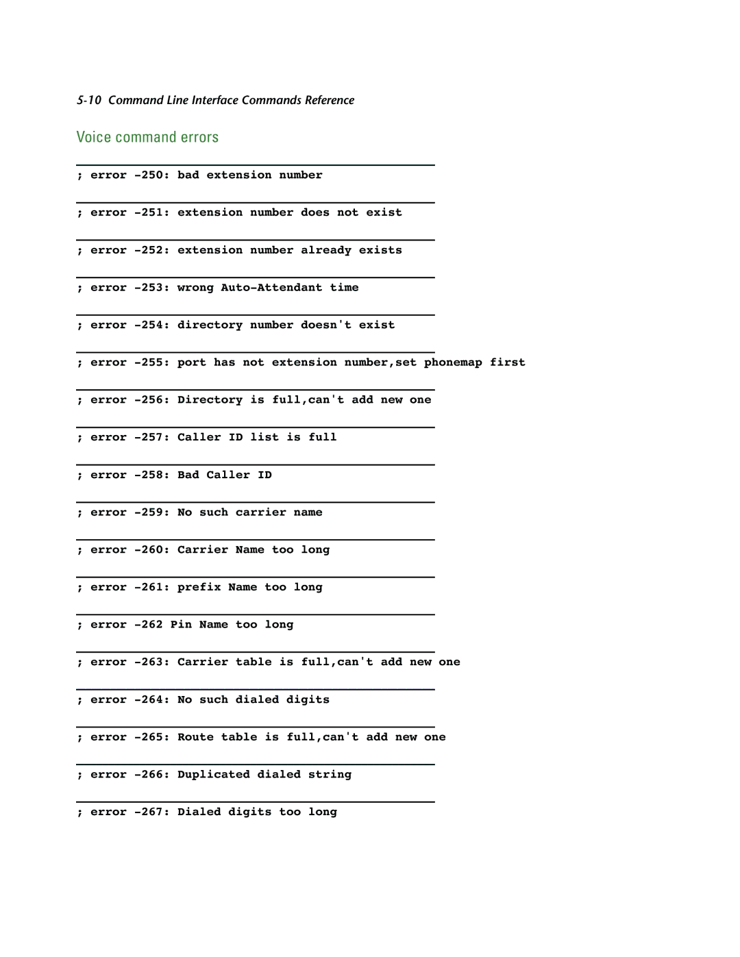 Netopia CLI 874 manual Voice command errors 