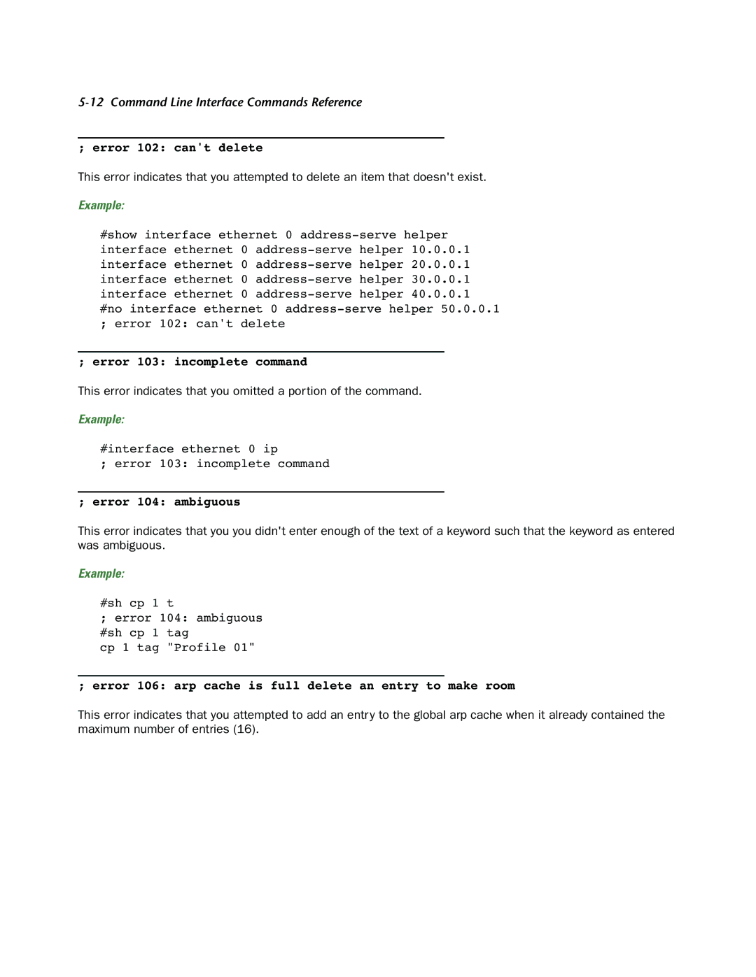 Netopia CLI 874 manual Error 102 cant delete 