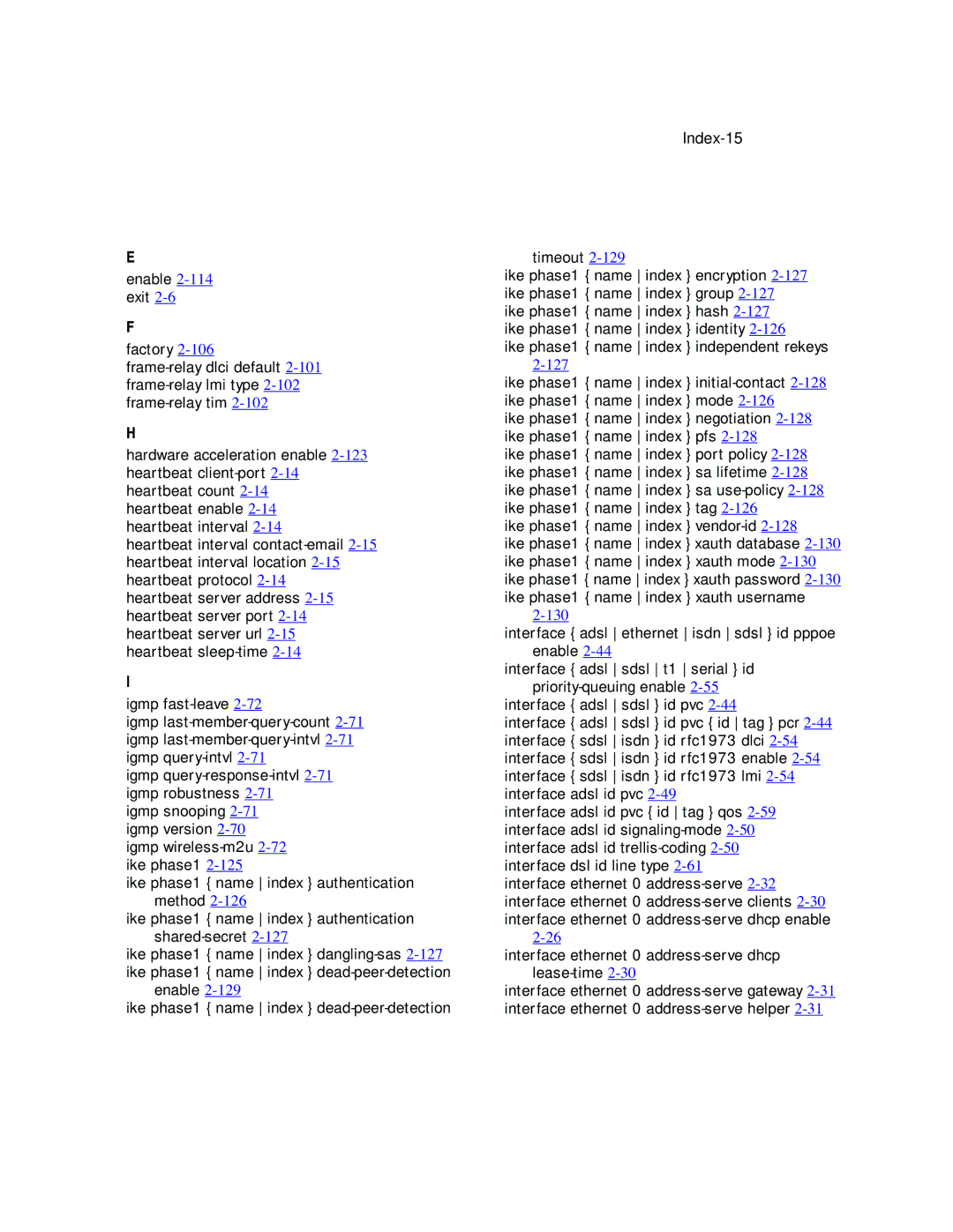 Netopia CLI 874 manual Index-15 