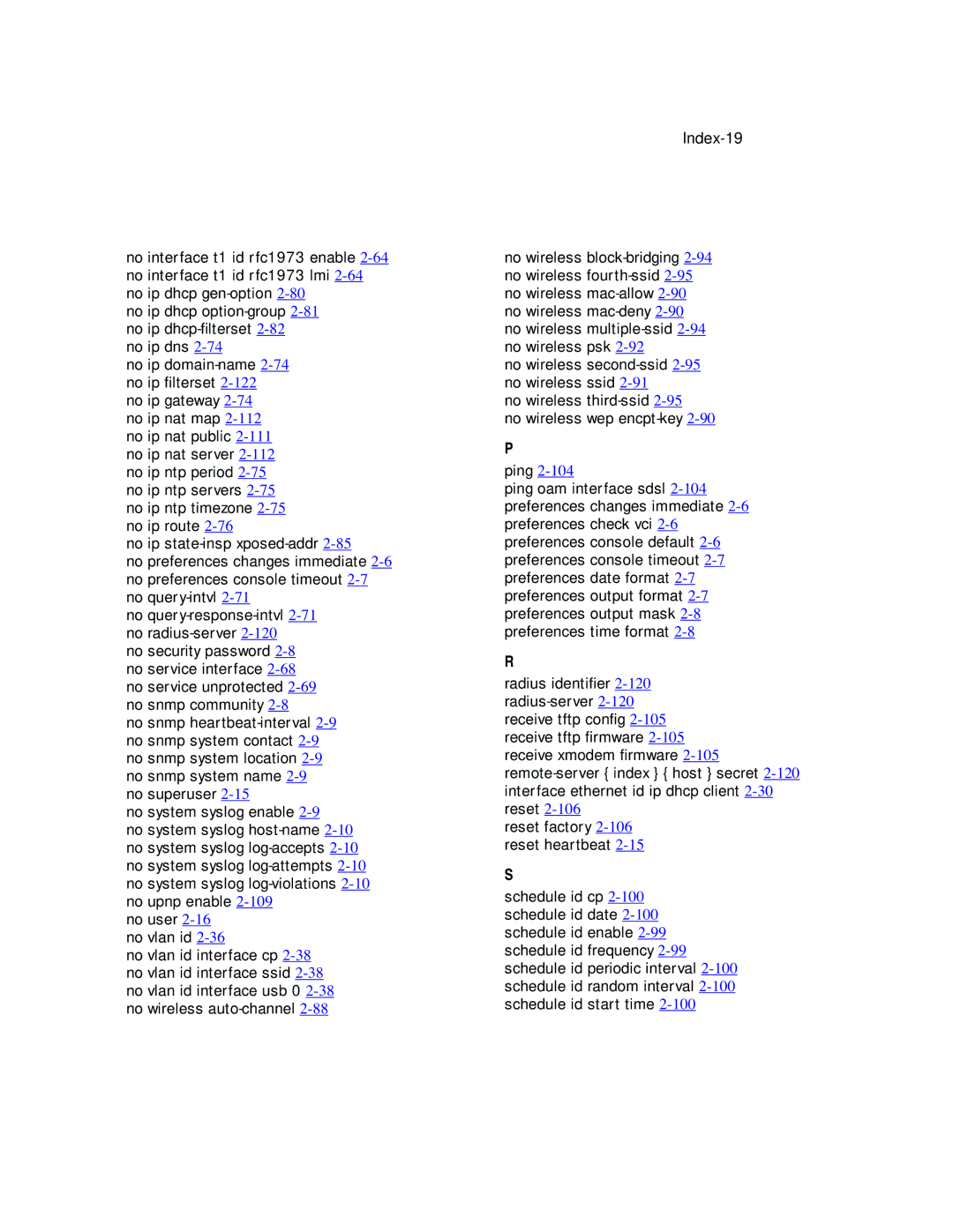 Netopia CLI 874 manual Index-19 