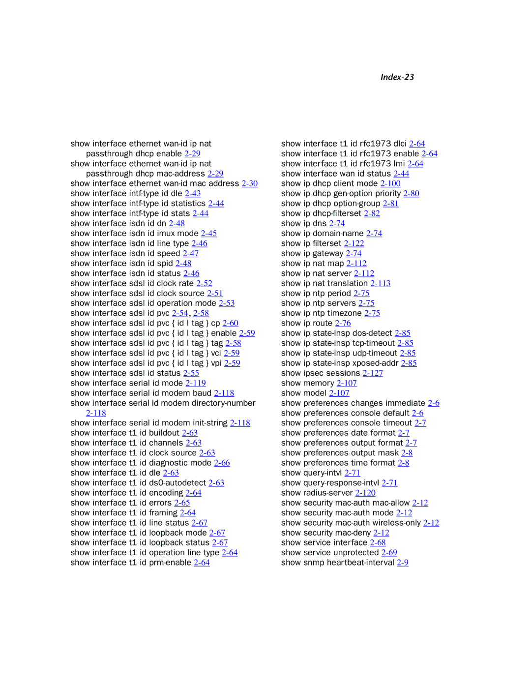 Netopia CLI 874 manual Index-23 