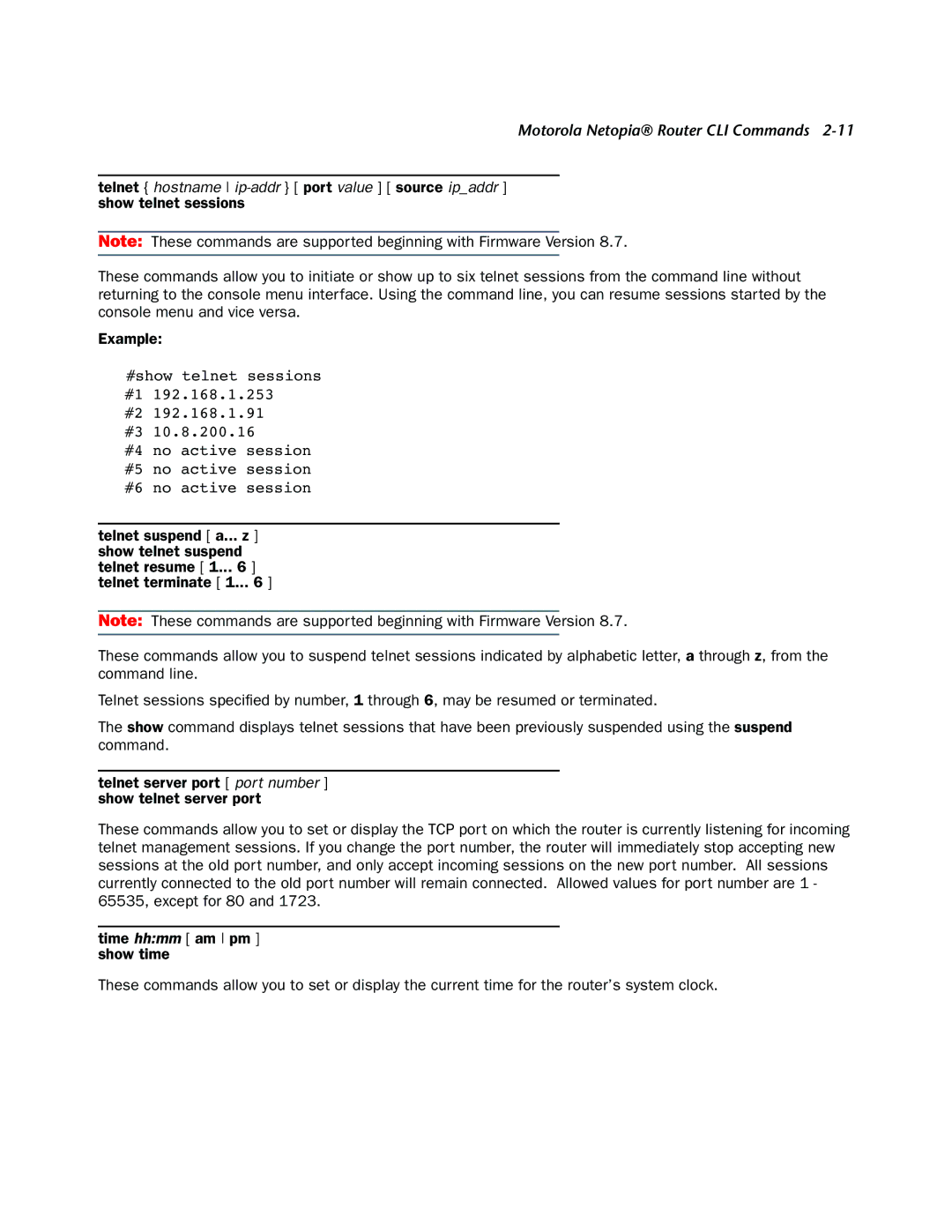 Netopia CLI 874 manual Motorola Netopia Router CLI Commands 