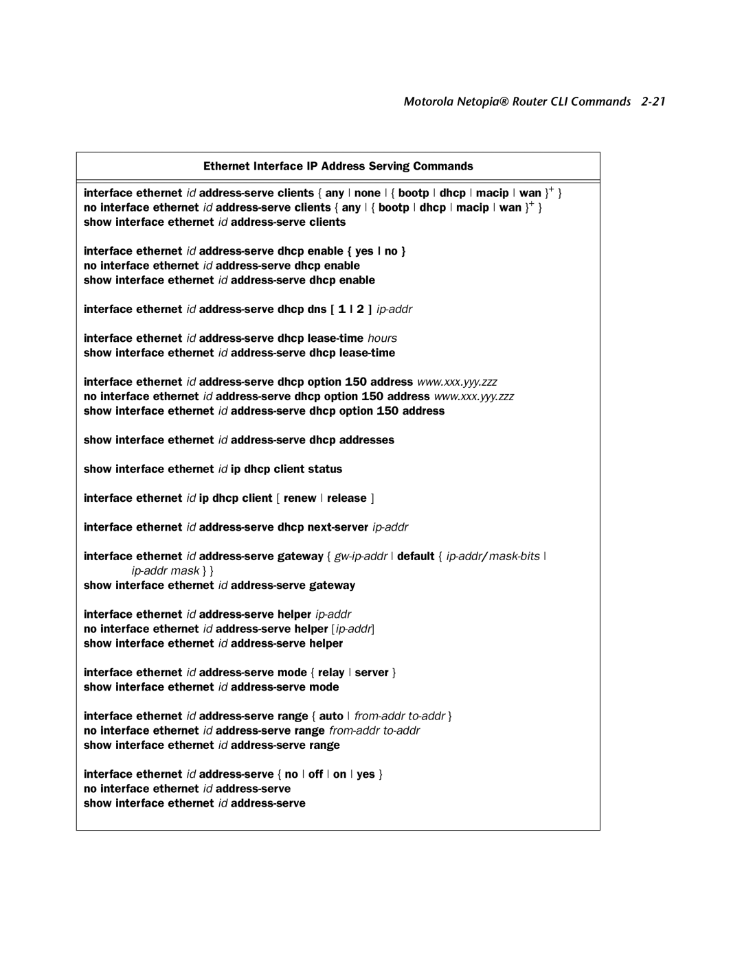 Netopia CLI 874 manual Motorola Netopia Router CLI Commands 