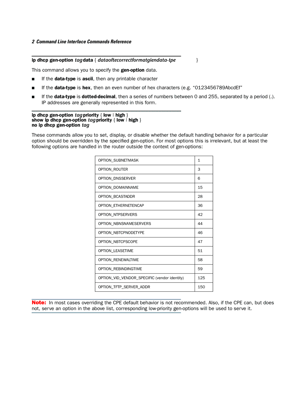 Netopia CLI 874 manual Optiontftpserveraddr 