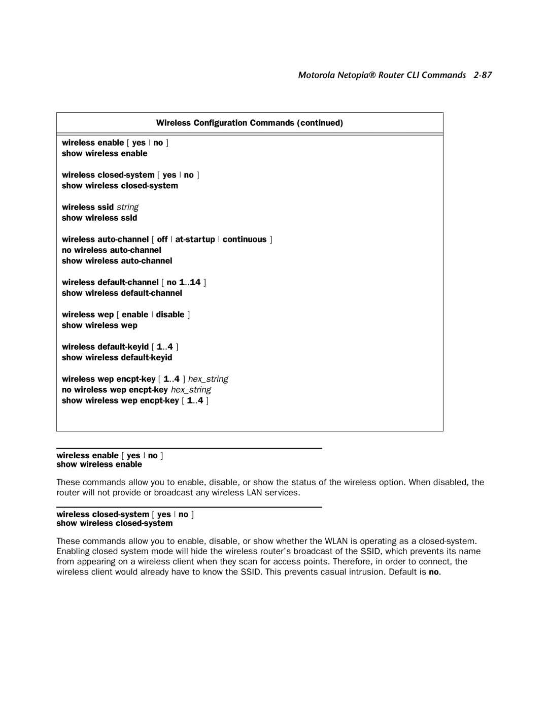 Netopia CLI 874 manual Motorola Netopia Router CLI Commands 