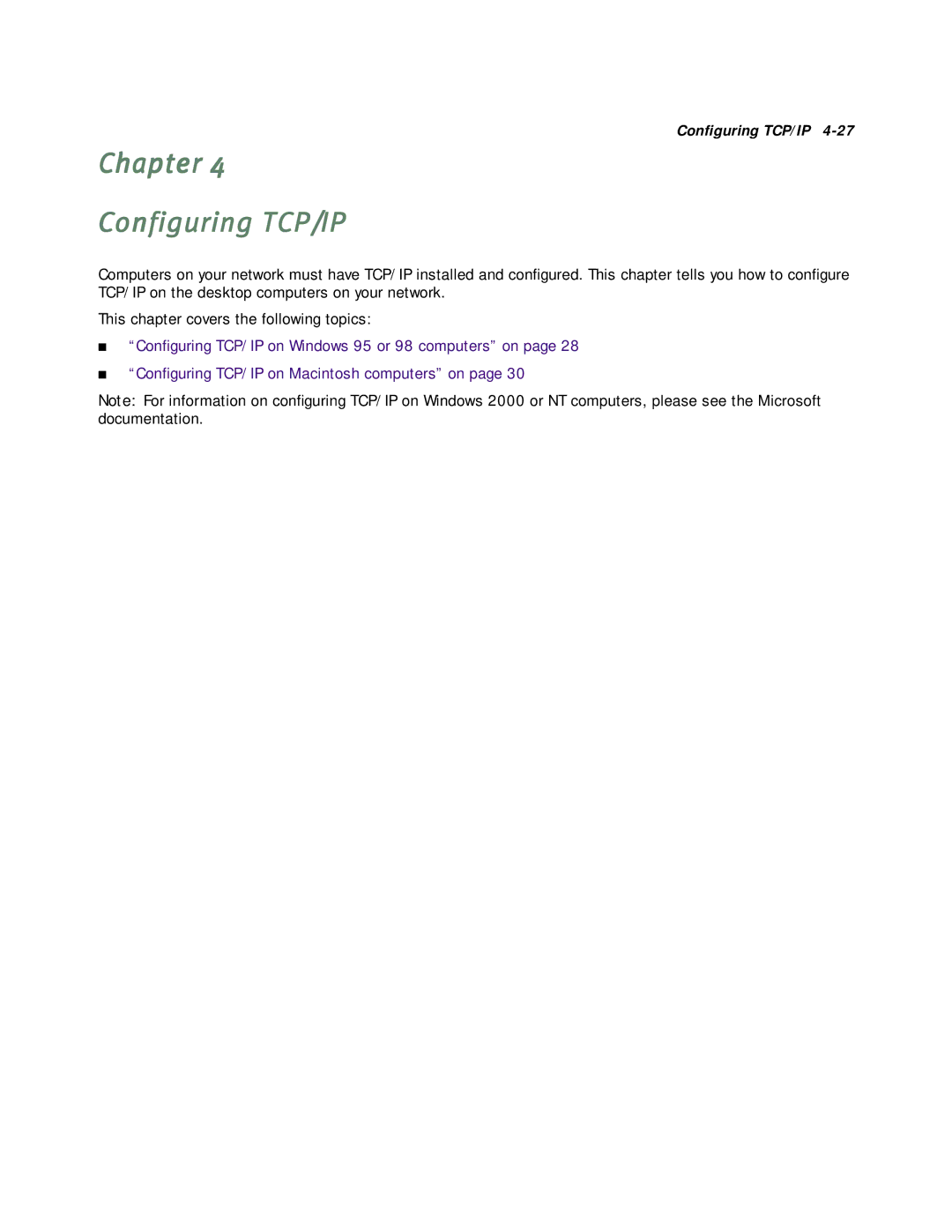 Netopia D3232 IDSL, D7171 SDSL, D7100 SDSL, D3100-I IDSL manual Chapter Configuring TCP/IP 