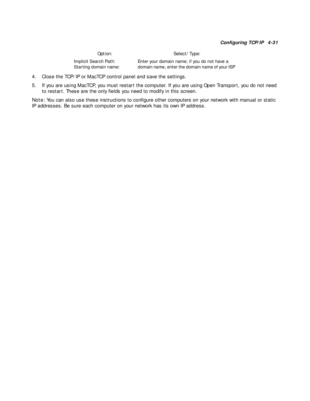 Netopia D3232 IDSL, D7171 SDSL, D7100 SDSL, D3100-I IDSL manual Conﬁguring TCP/IP 