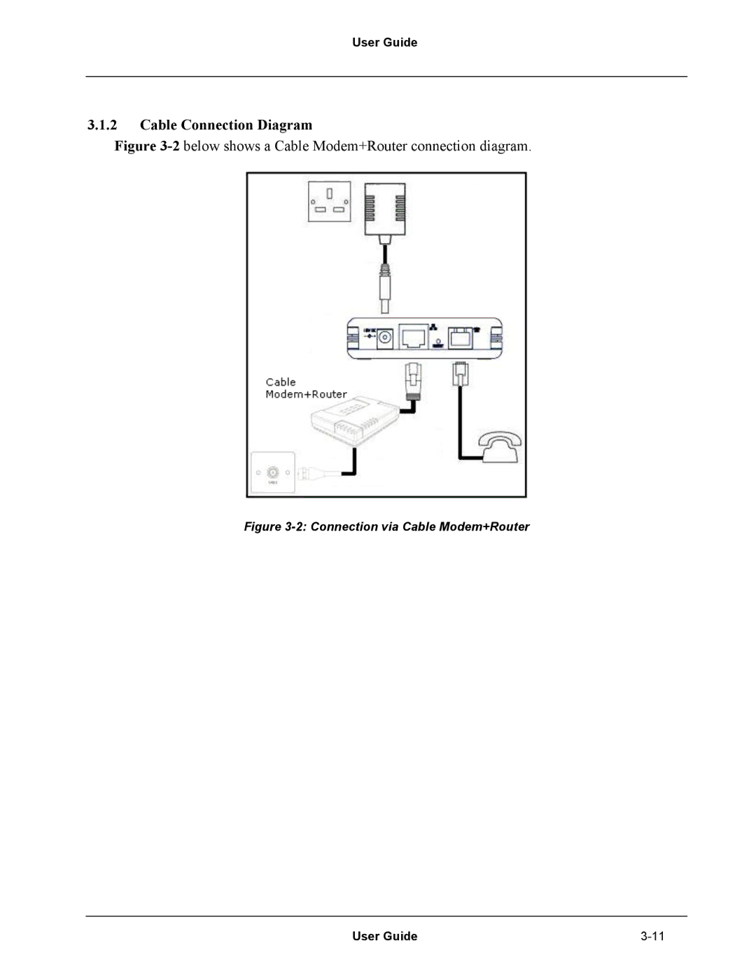 Netopia Network Adapater manual Cable Connection Diagram, 2below shows a Cable Modem+Router connection diagram 