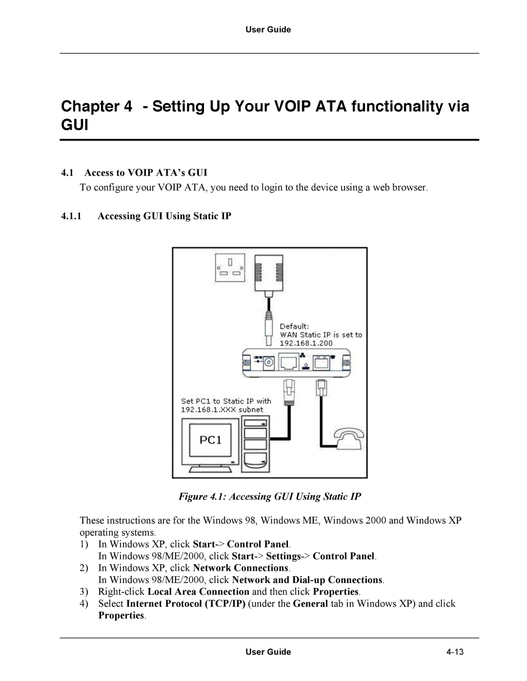 Netopia Network Adapater manual Setting Up Your Voip ATA functionality via, Access to Voip ATA’s GUI 