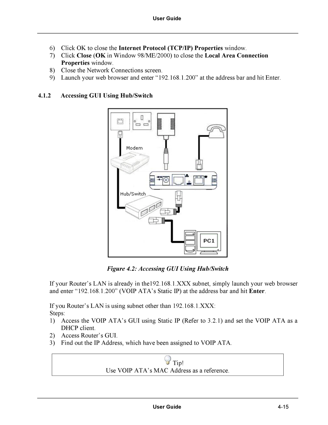 Netopia Network Adapater manual Accessing GUI Using Hub/Switch 