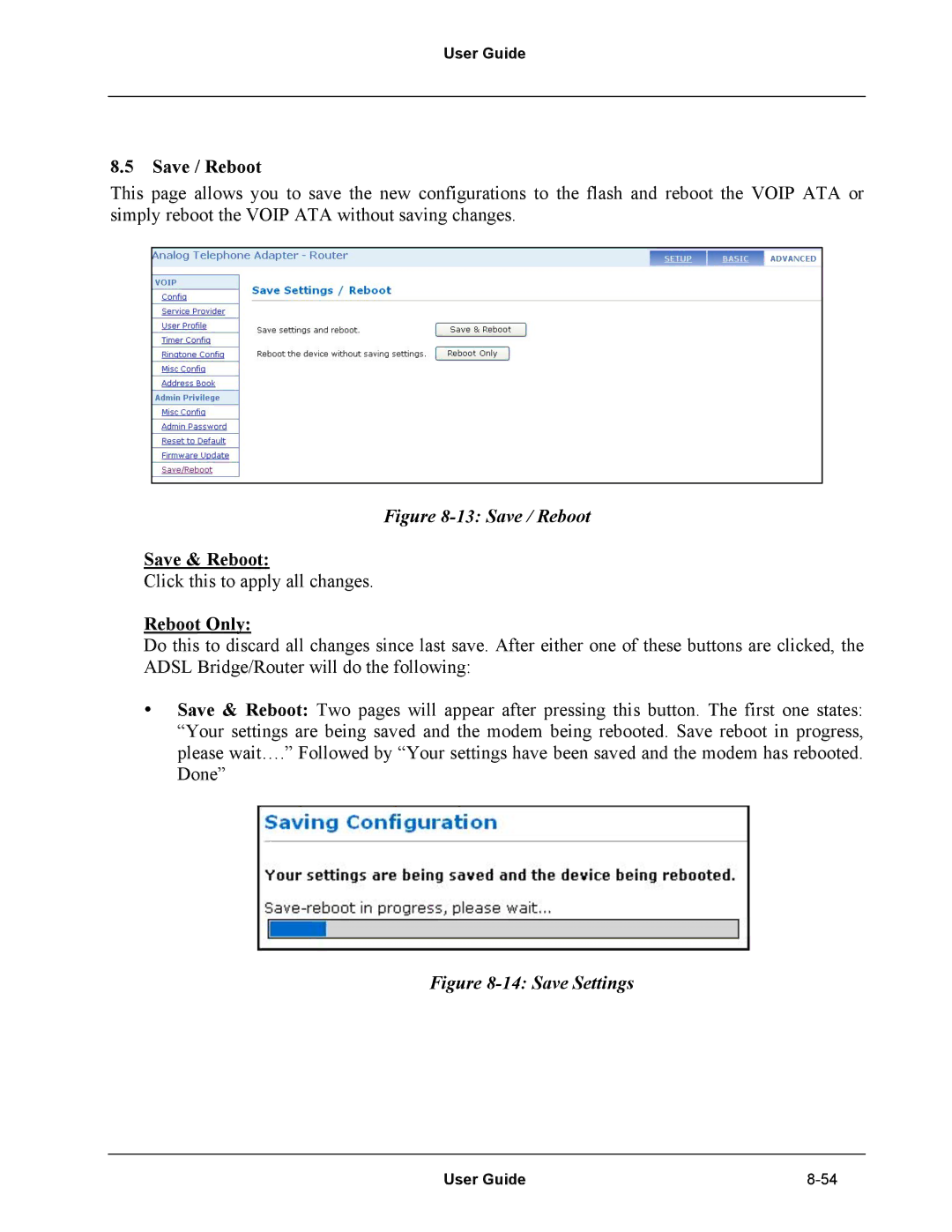 Netopia Network Adapater manual Save / Reboot 