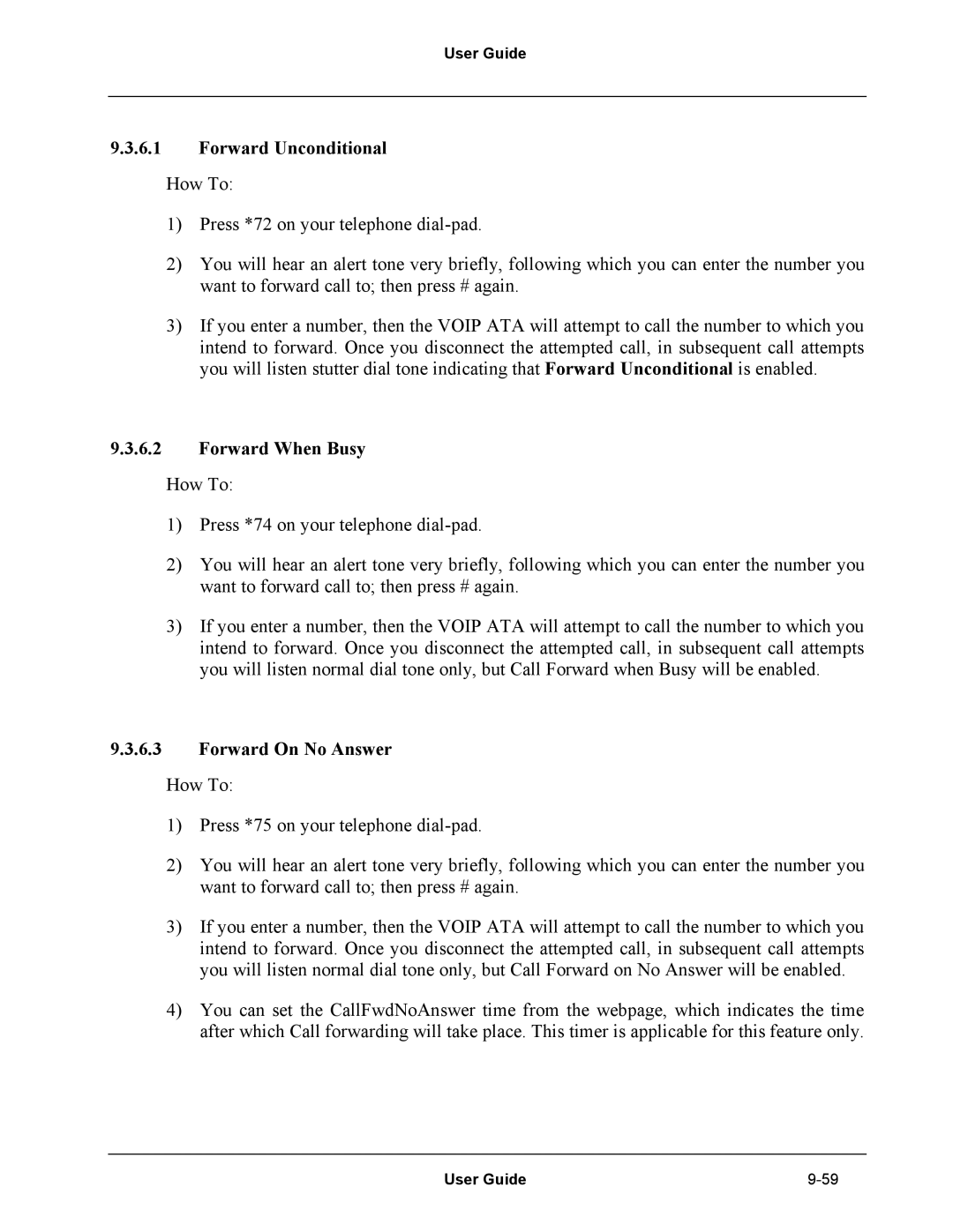 Netopia Network Adapater manual Forward Unconditional, Forward When Busy, Forward On No Answer 