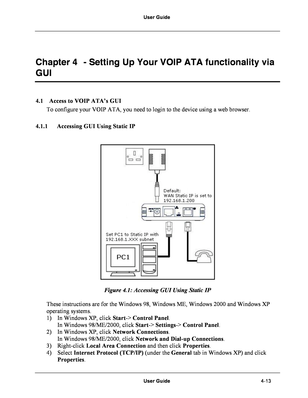 Netopia Network Adapater manual Setting Up Your VOIP ATA functionality via GUI, Access to VOIP ATA’s GUI 